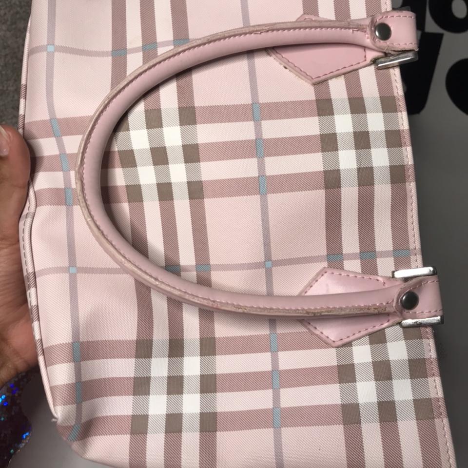 burberry london pink plaid purse