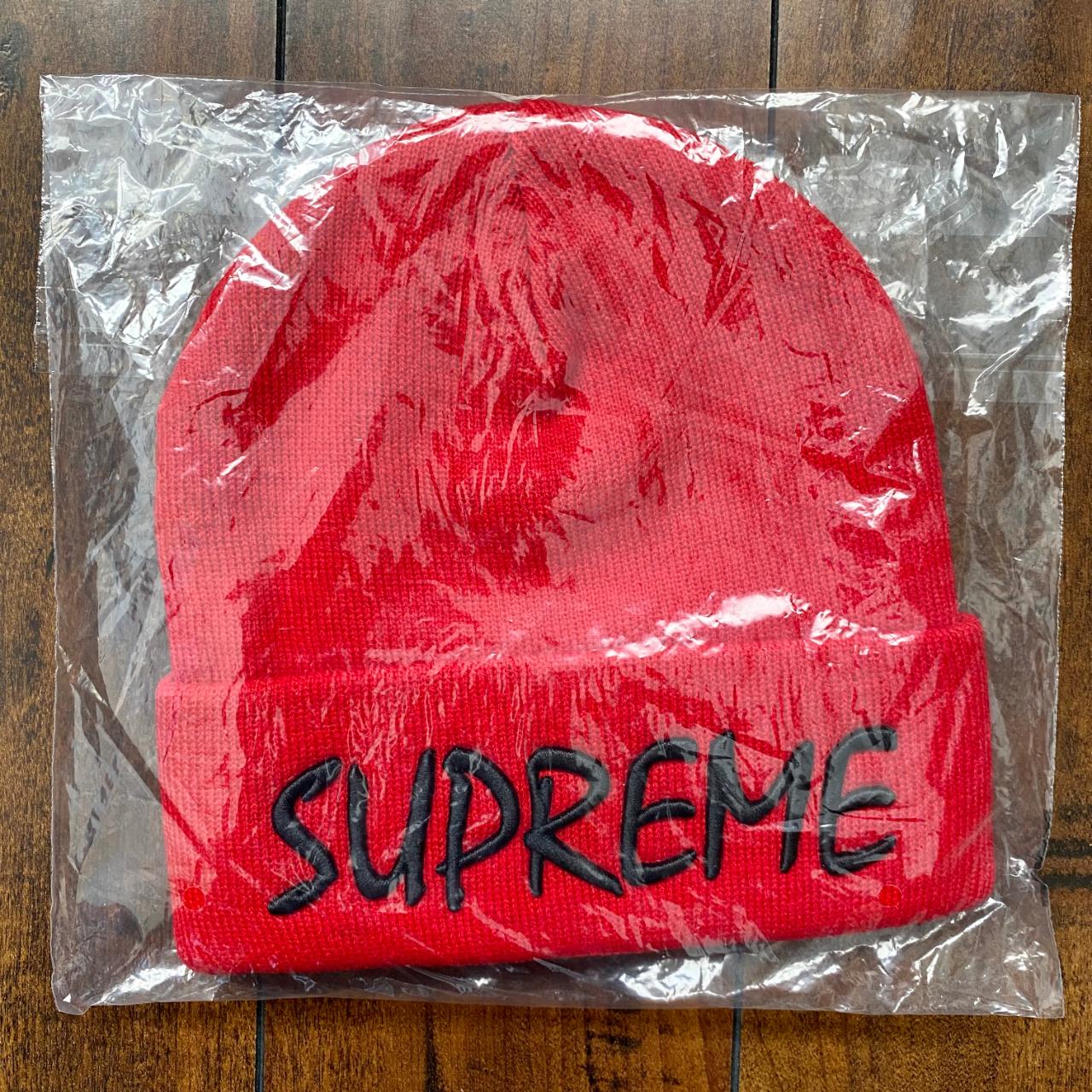 Deadstock Supreme FTP Beanie in Red Fuck The... - Depop