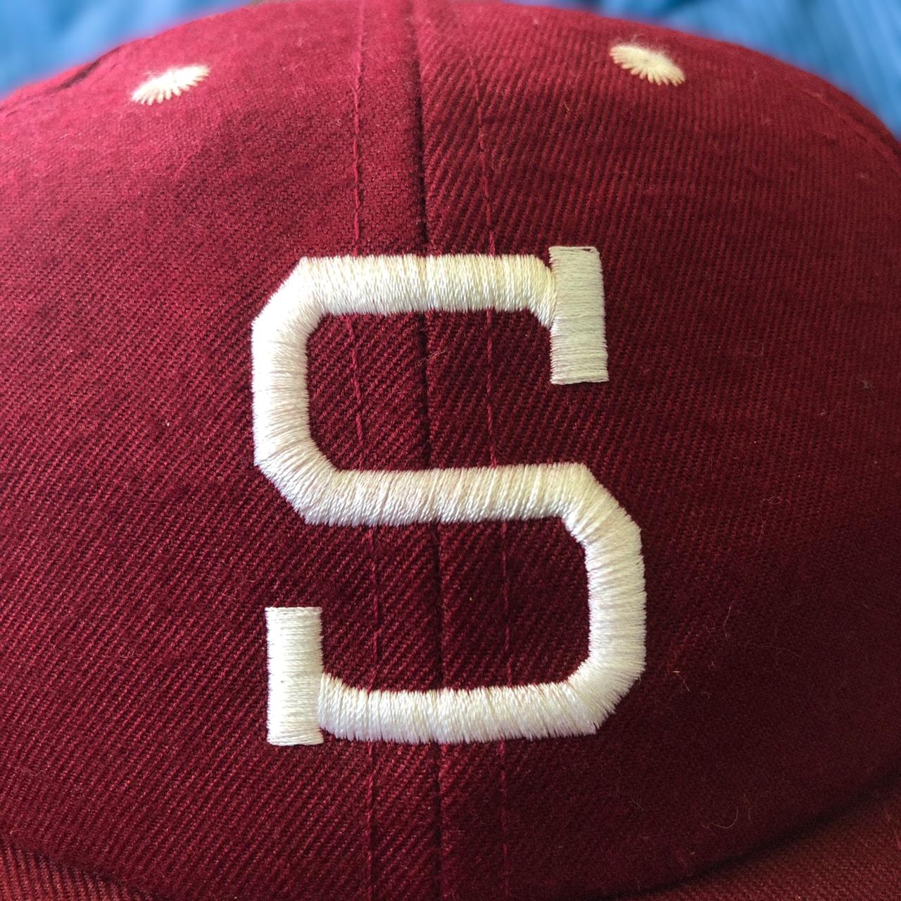 Vintage “S” hat - Sizes 7 1/4 and down - Maroon and... - Depop
