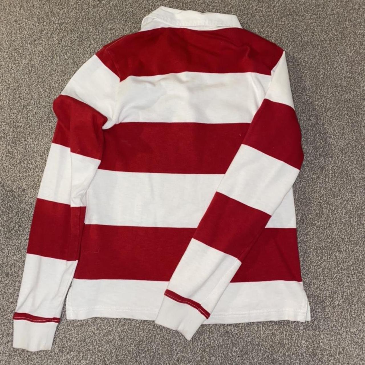 - red and white stripe polo ralph lauren “rugby” top... - Depop