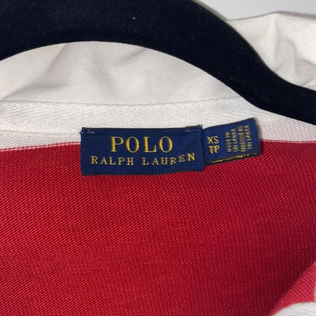 - red and white stripe polo ralph lauren “rugby” top... - Depop