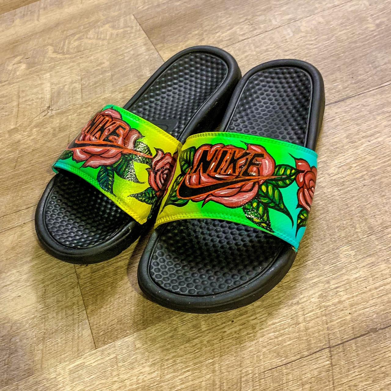 Custom Painted Nike Slides