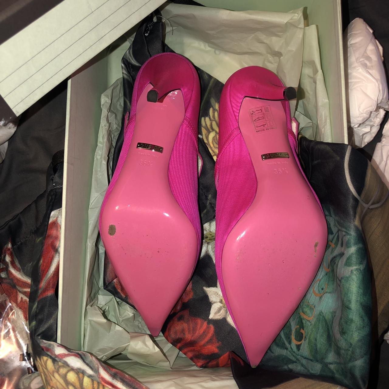 Gucci Women's Pink Pump Heels, size 36 1/2 with... - Depop