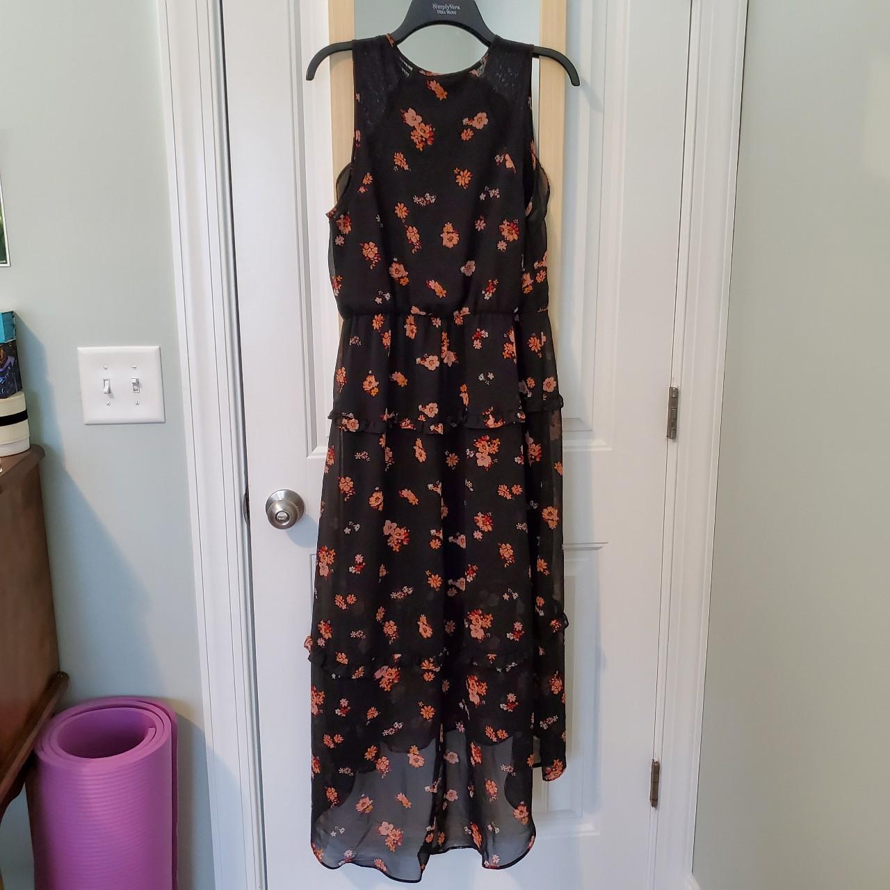 Xhilaration by Target black floral maxi dress with... - Depop