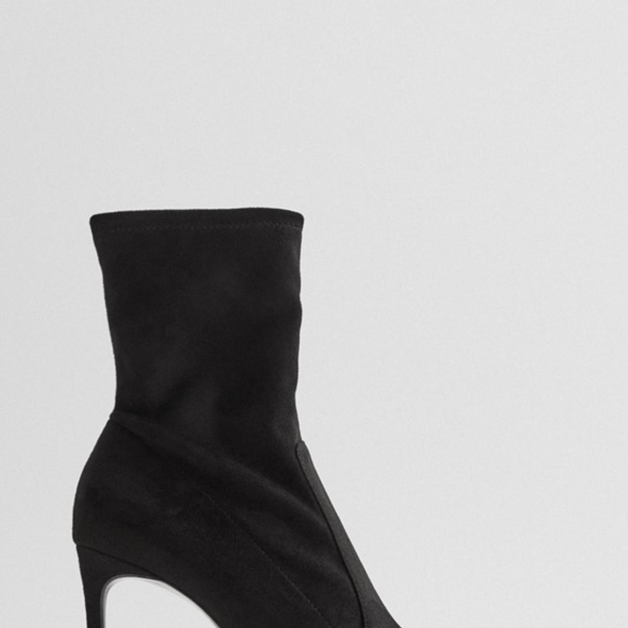 Black High Heel Sock Boots zara Depop