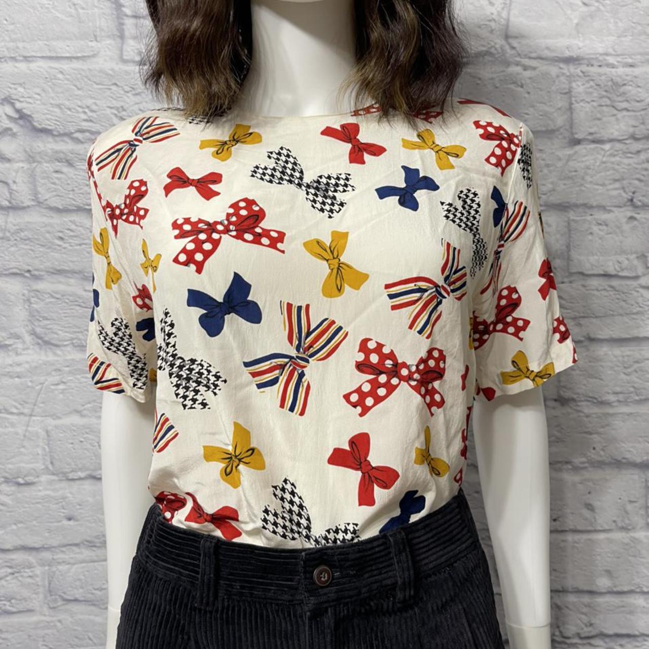 American Vintage Women's Cream and Red Blouse
