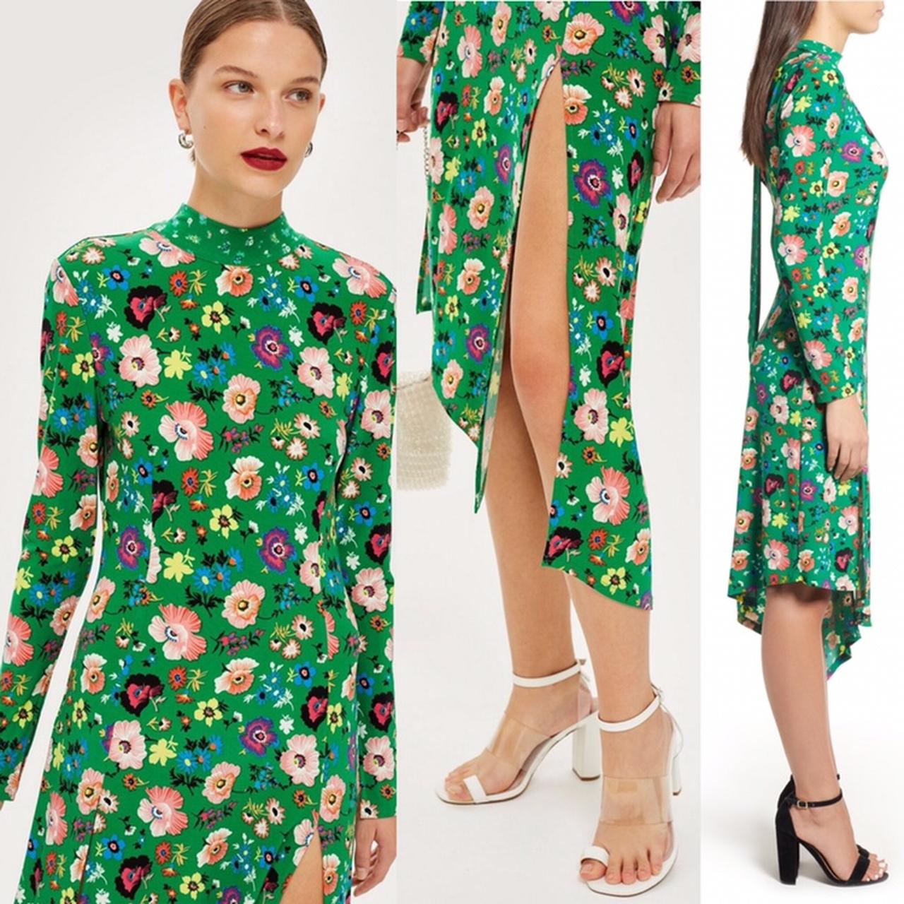 Topshop green floral on sale dress