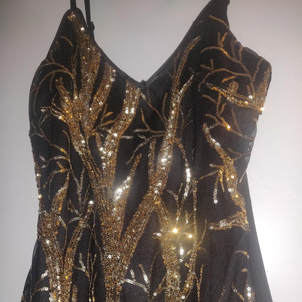 Quiz black gold sequin 2024 dress