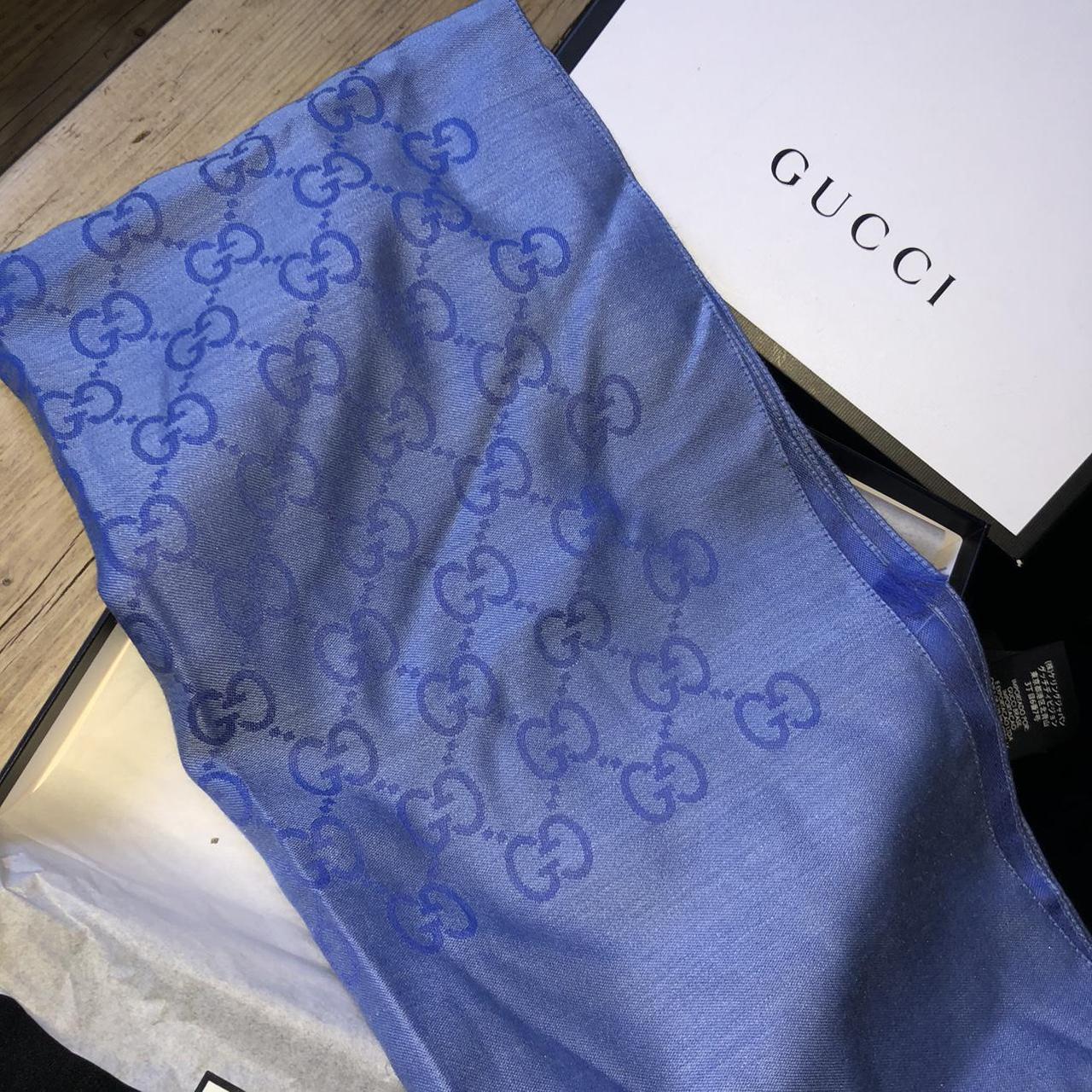 Genuine Gucci scarf, a denim blue colour, reversible... Depop