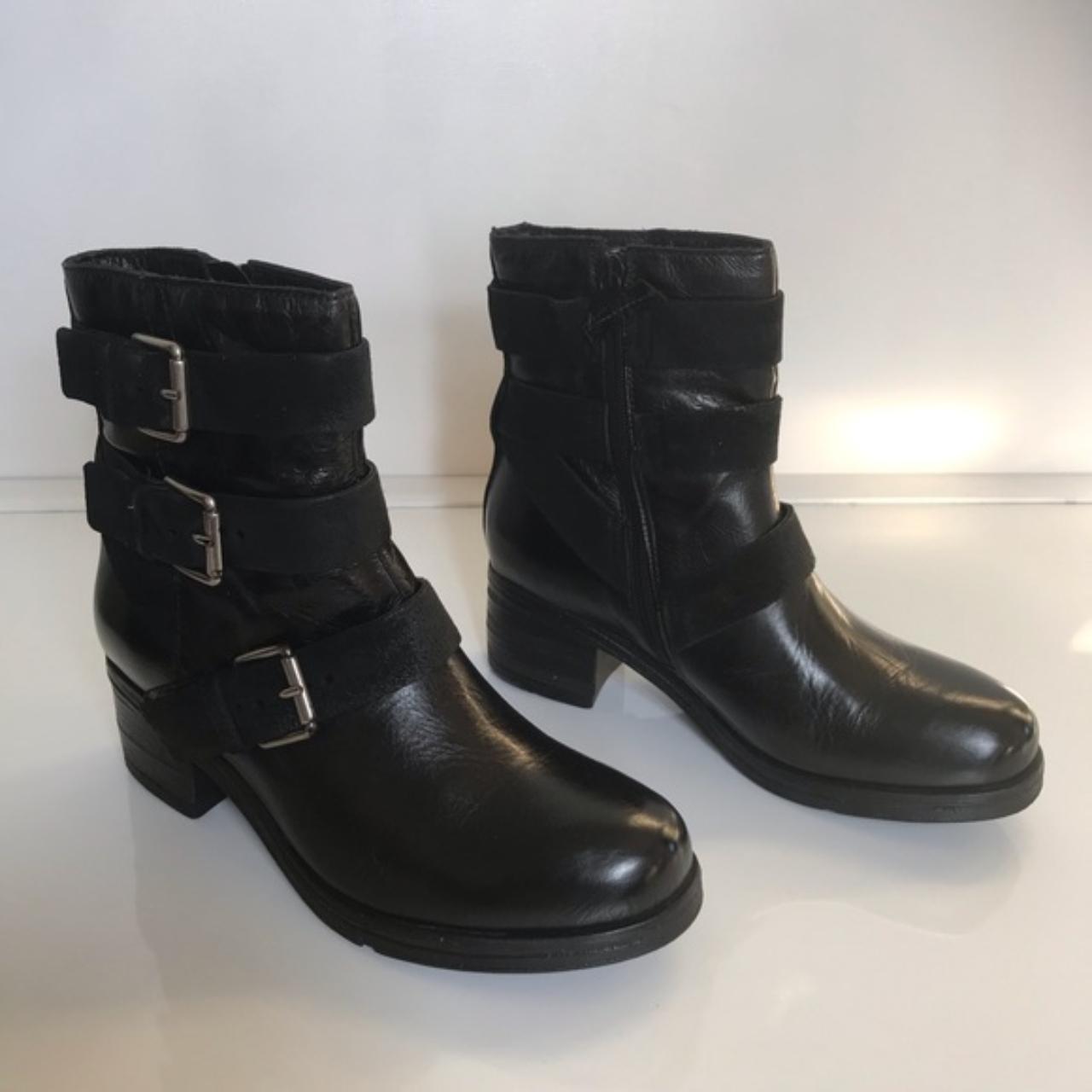 Miz Mooz Skye Leather Buckle Mid Boots Size: EU38... - Depop