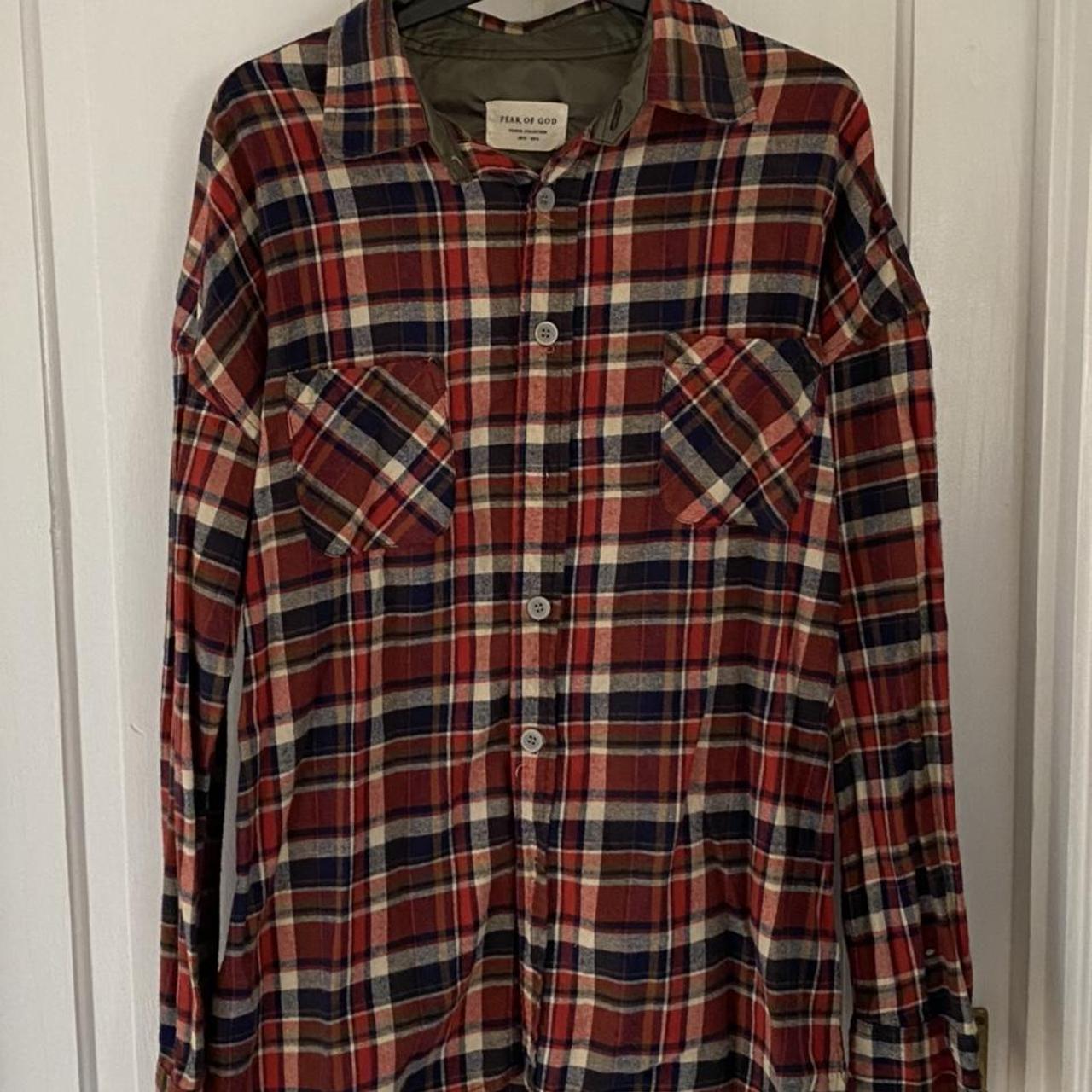 Fear of god fourth collection flannel shirt Size... - Depop