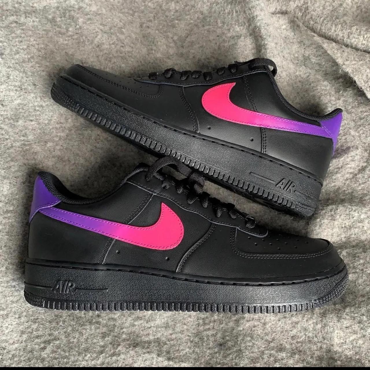 PINK/PURPLE FADED SWOOSH AIR FORCE 1 Hand painted... - Depop