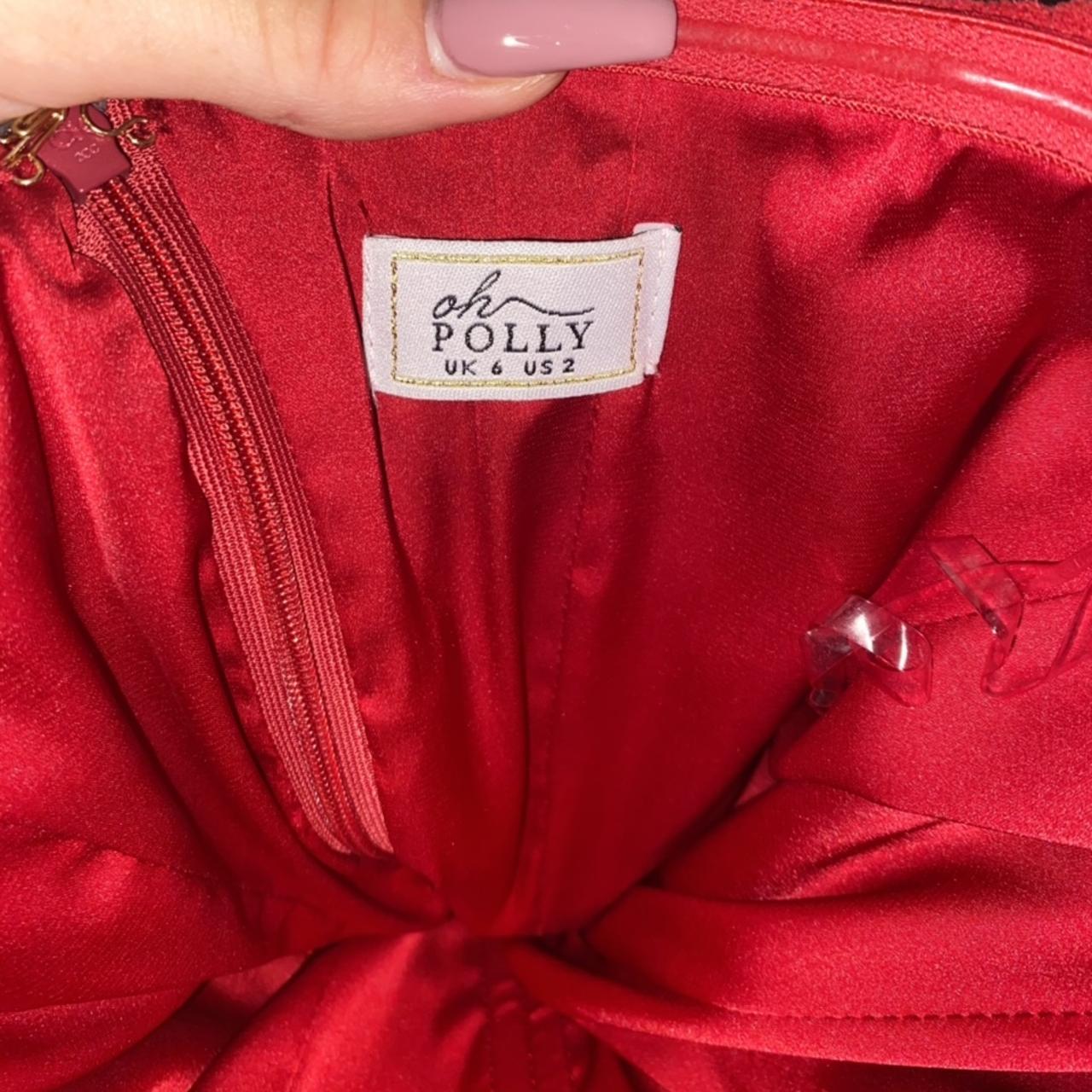 Red strapless oh polly dress Size 6, could easily... - Depop