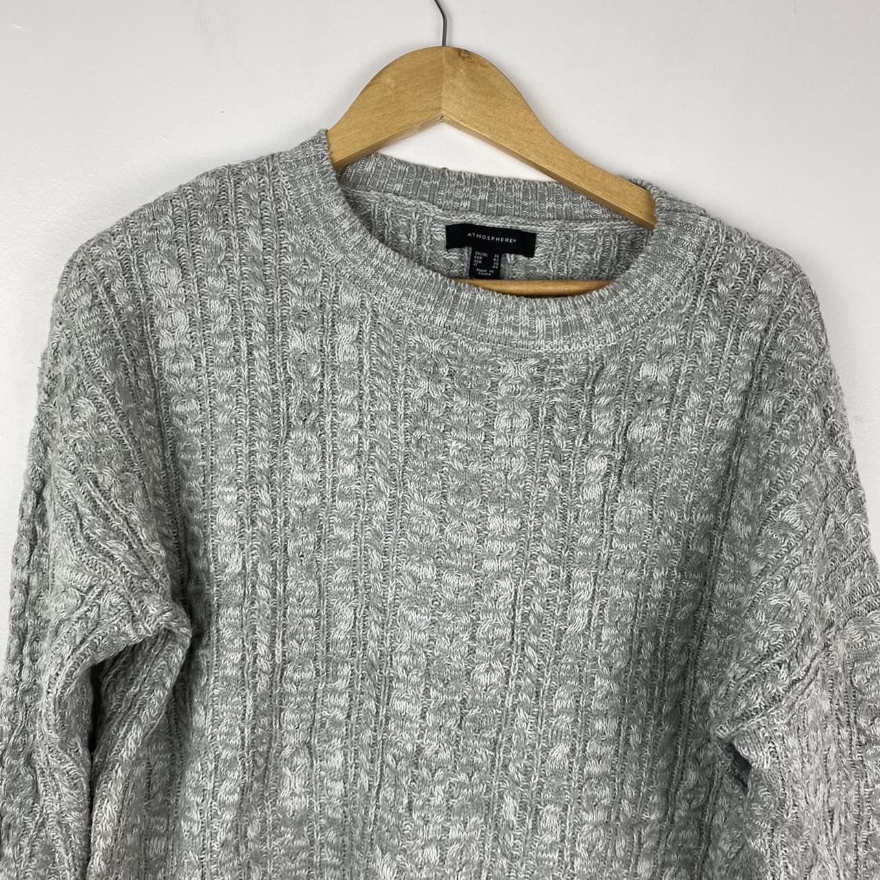 Atmosphere Knitted Sweatshirt Grey Sweater Warm... - Depop