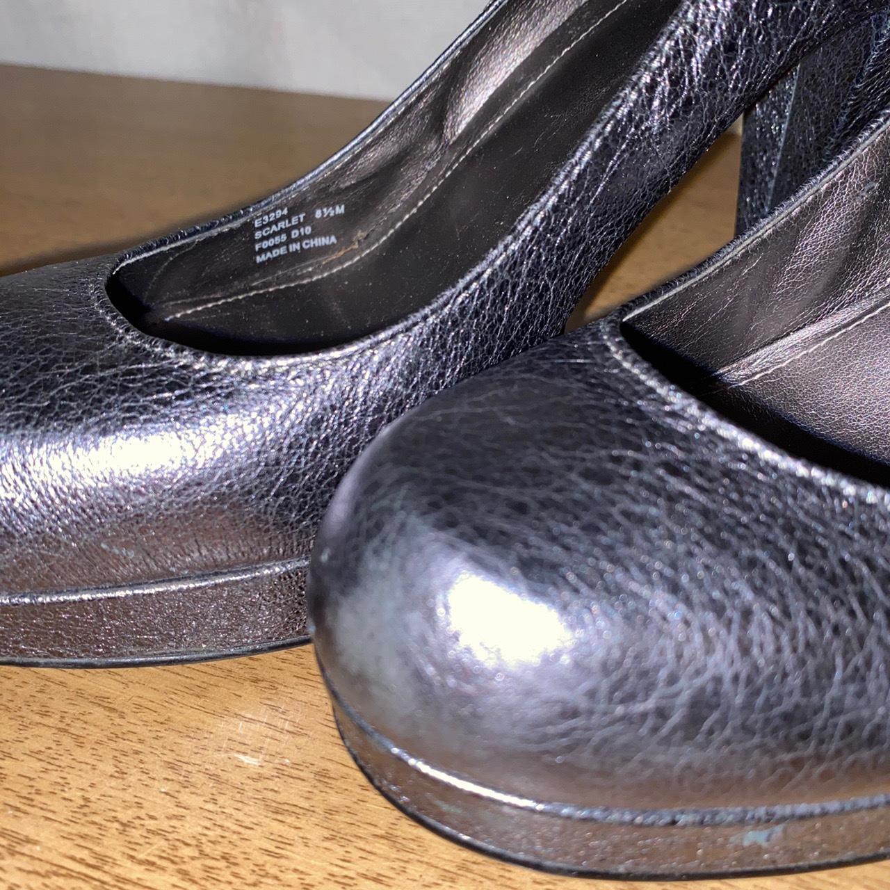 Calvin Klein shiny silver heels Platform about 0.5”,... - Depop