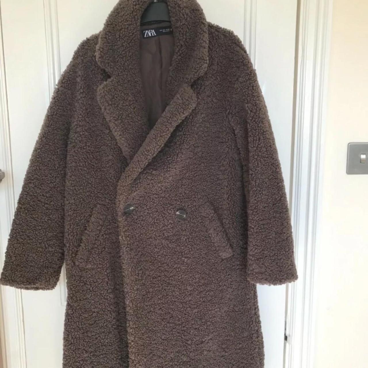 ZARA DOUBLE-BREASTED FAUX SHEARLING COAT / SIZE S /... - Depop