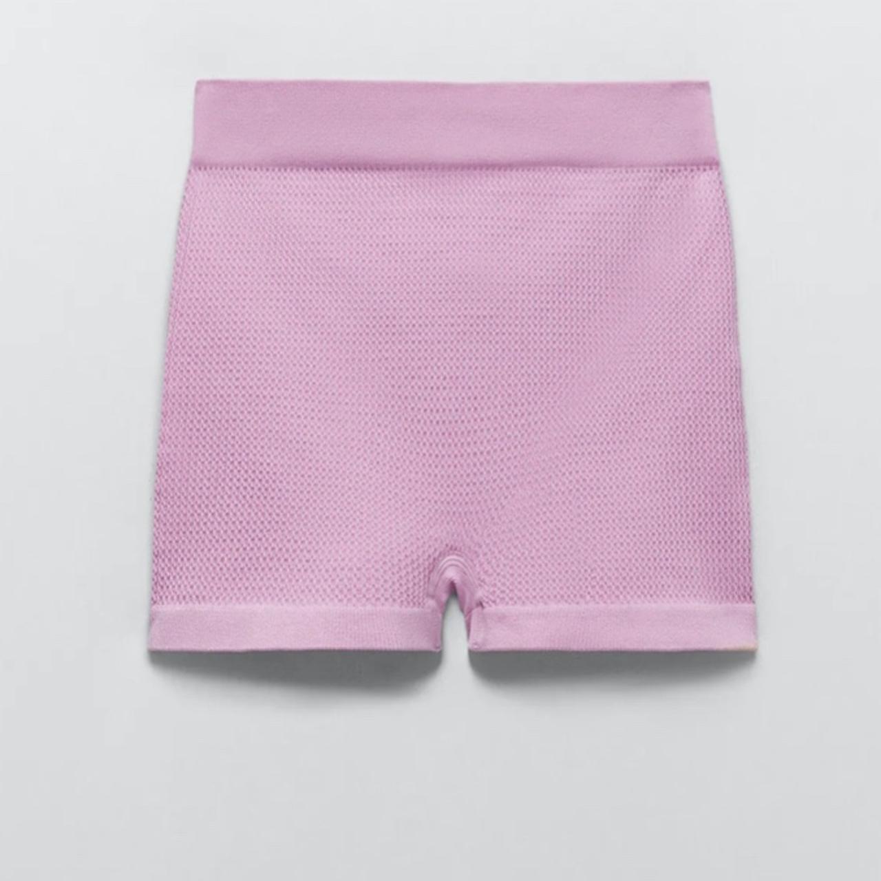 Zara seamless pink ribbed set. Shorts and top are - Depop