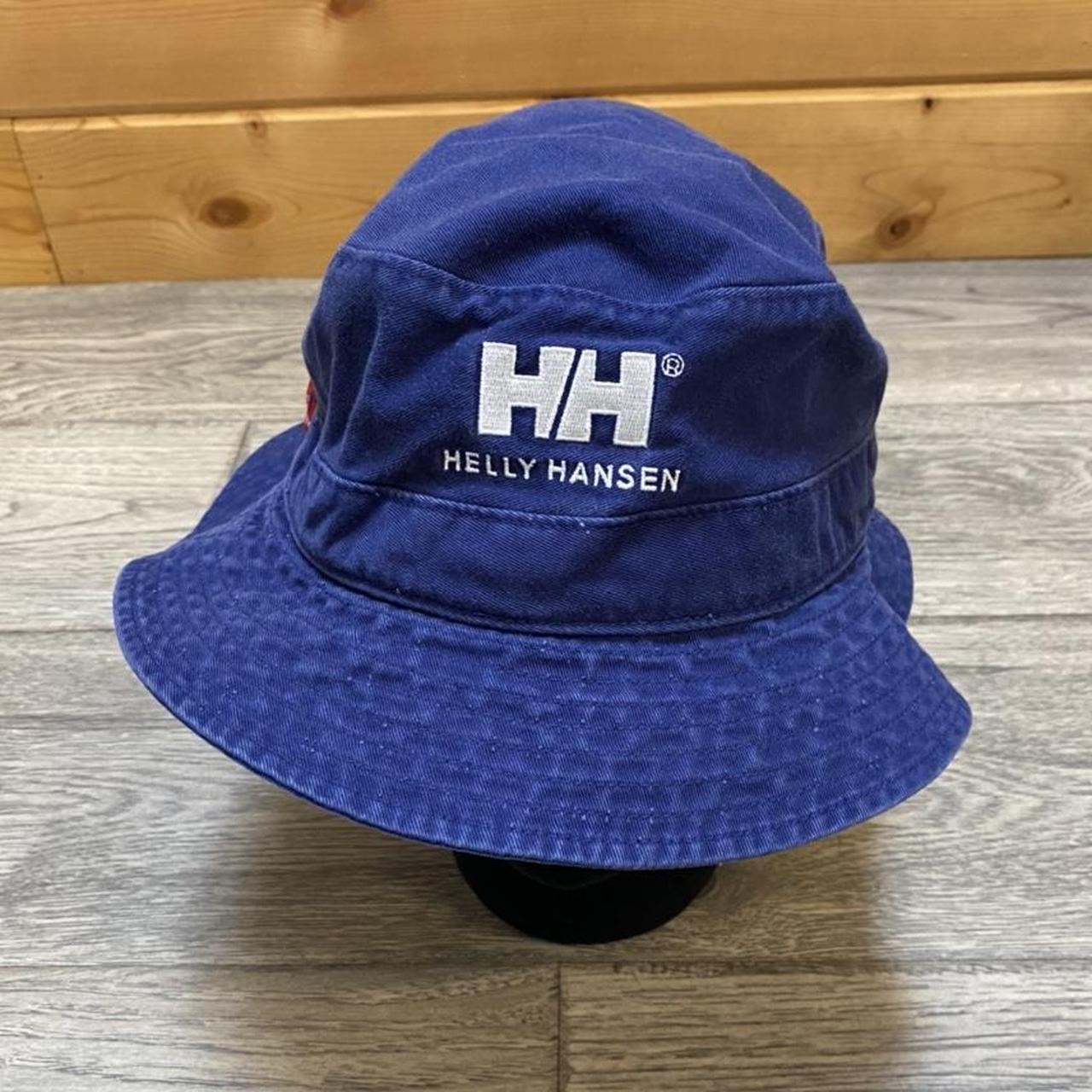Y2K Helly Hansen Bucket Hat Navy Blue Medium Large - Depop