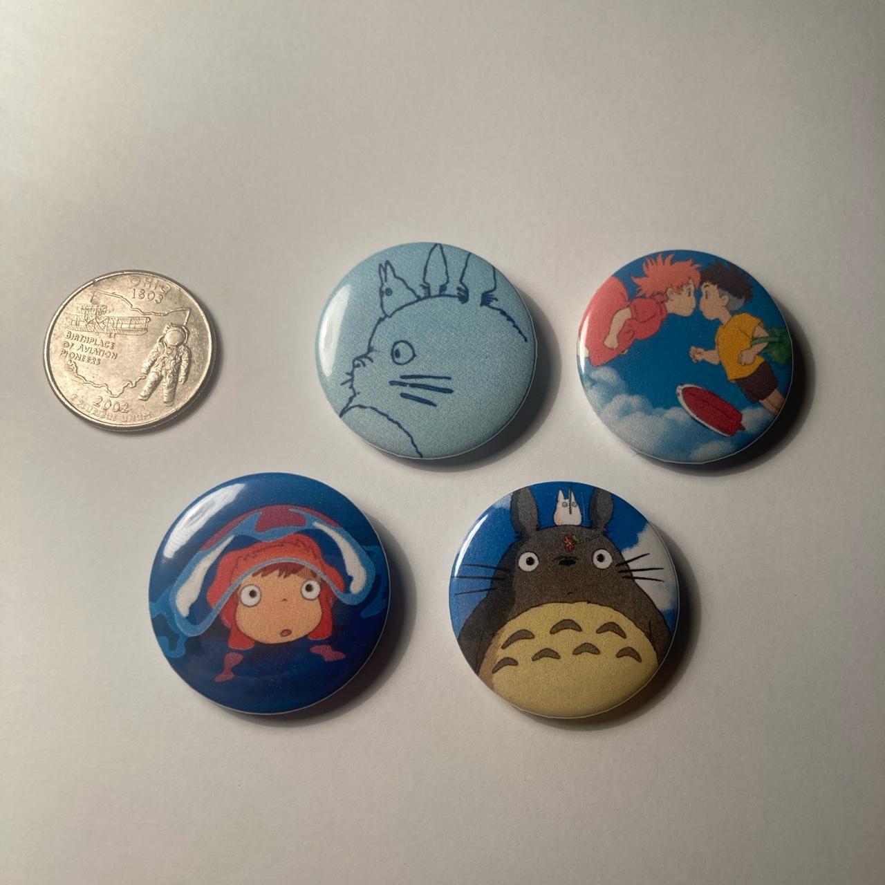 Set Of 4 Studio Ghibli Button Pins 1 25 Inches Depop