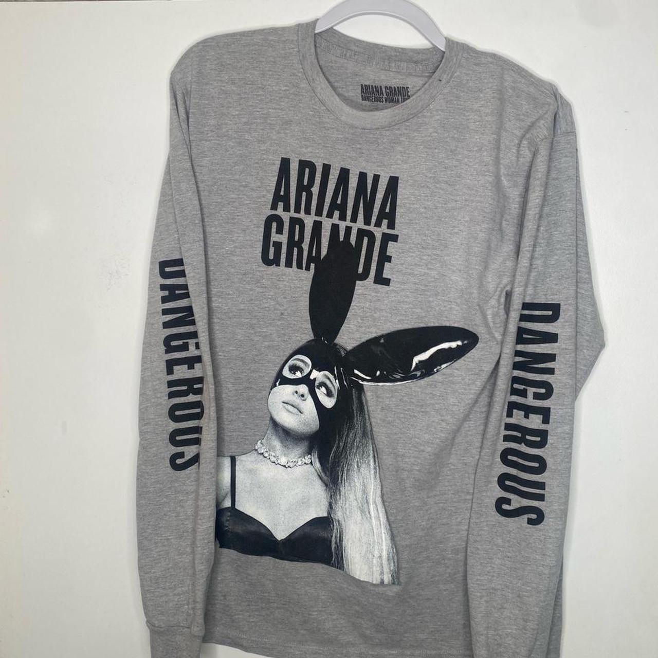 Ariana Grande Women's Grey and Black Sweatshirt | Depop