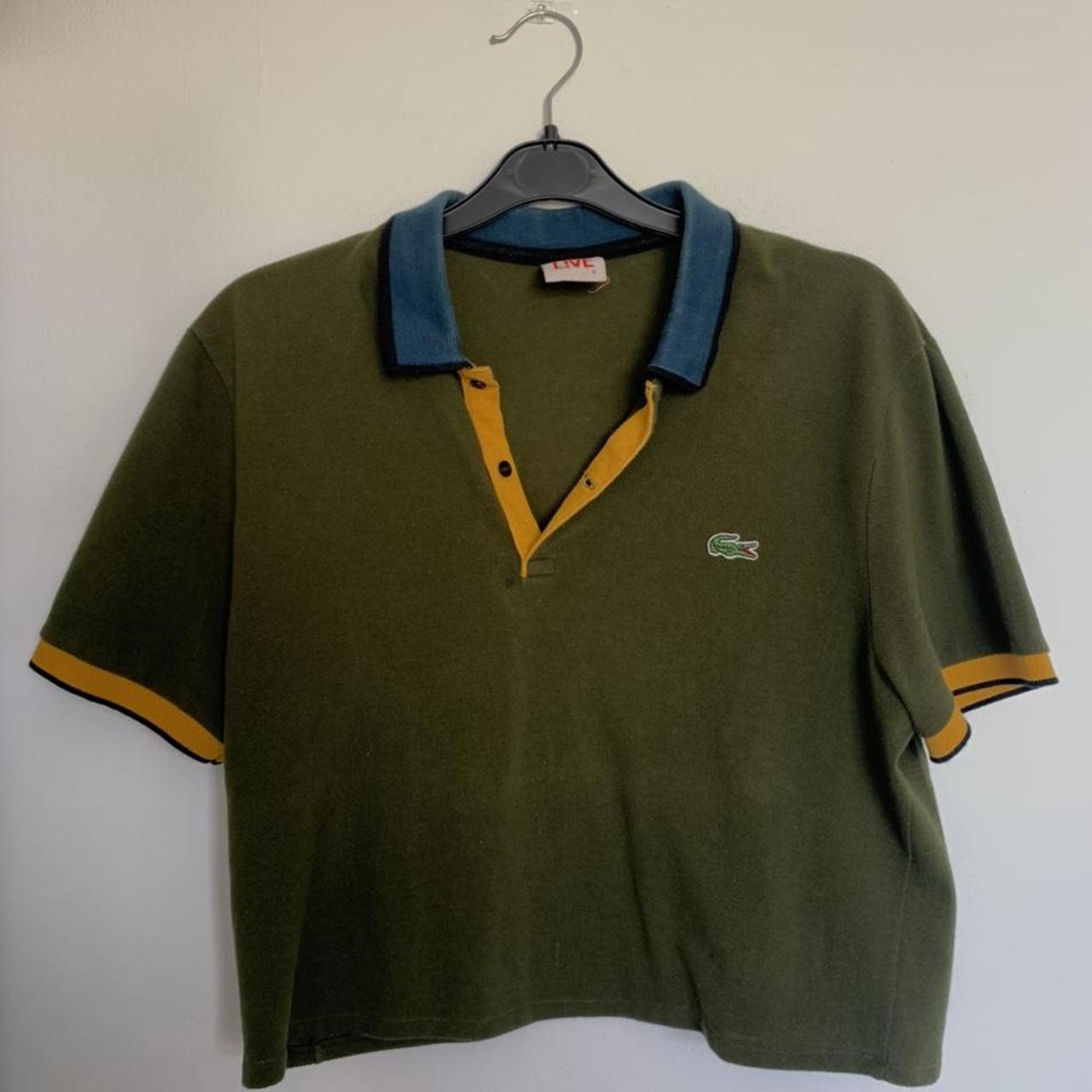 Lacoste Live Women's Green and Yellow Polo-shirts | Depop