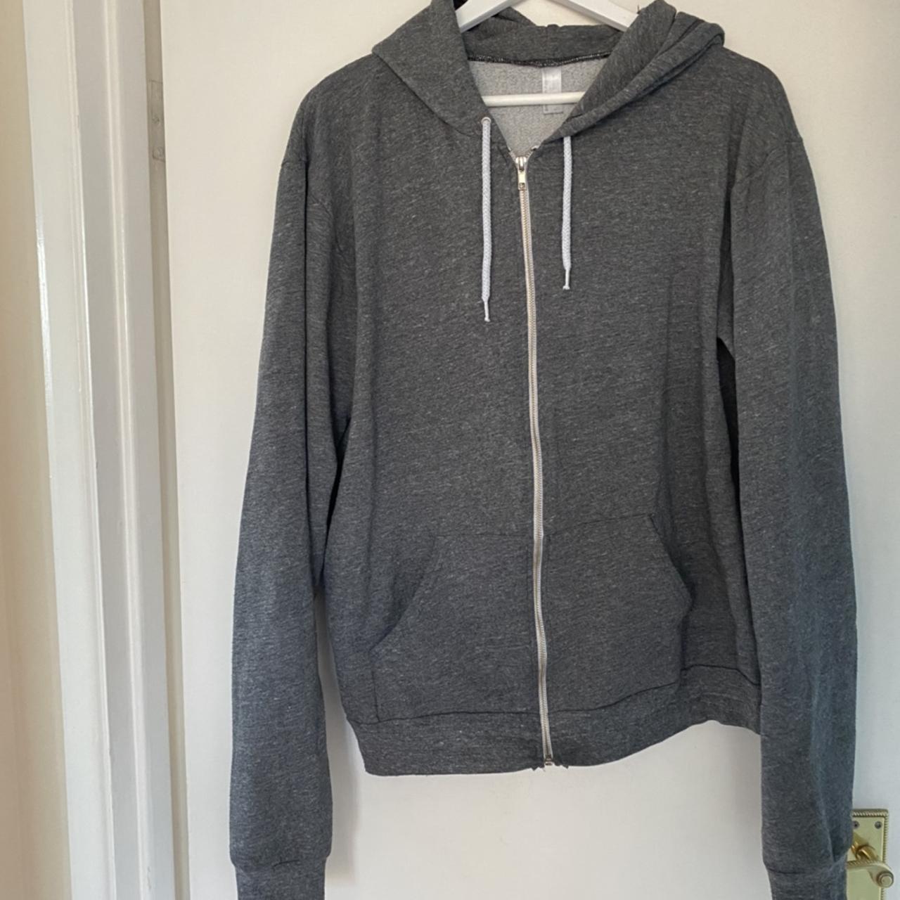 American Apparel zip up hoodie in charcoal grey.... Depop