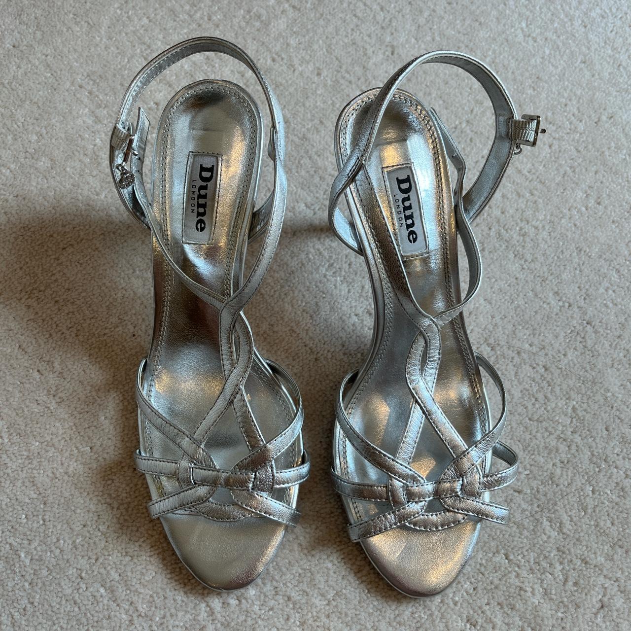 cute silver heels from Dune Worn once for prom so Depop