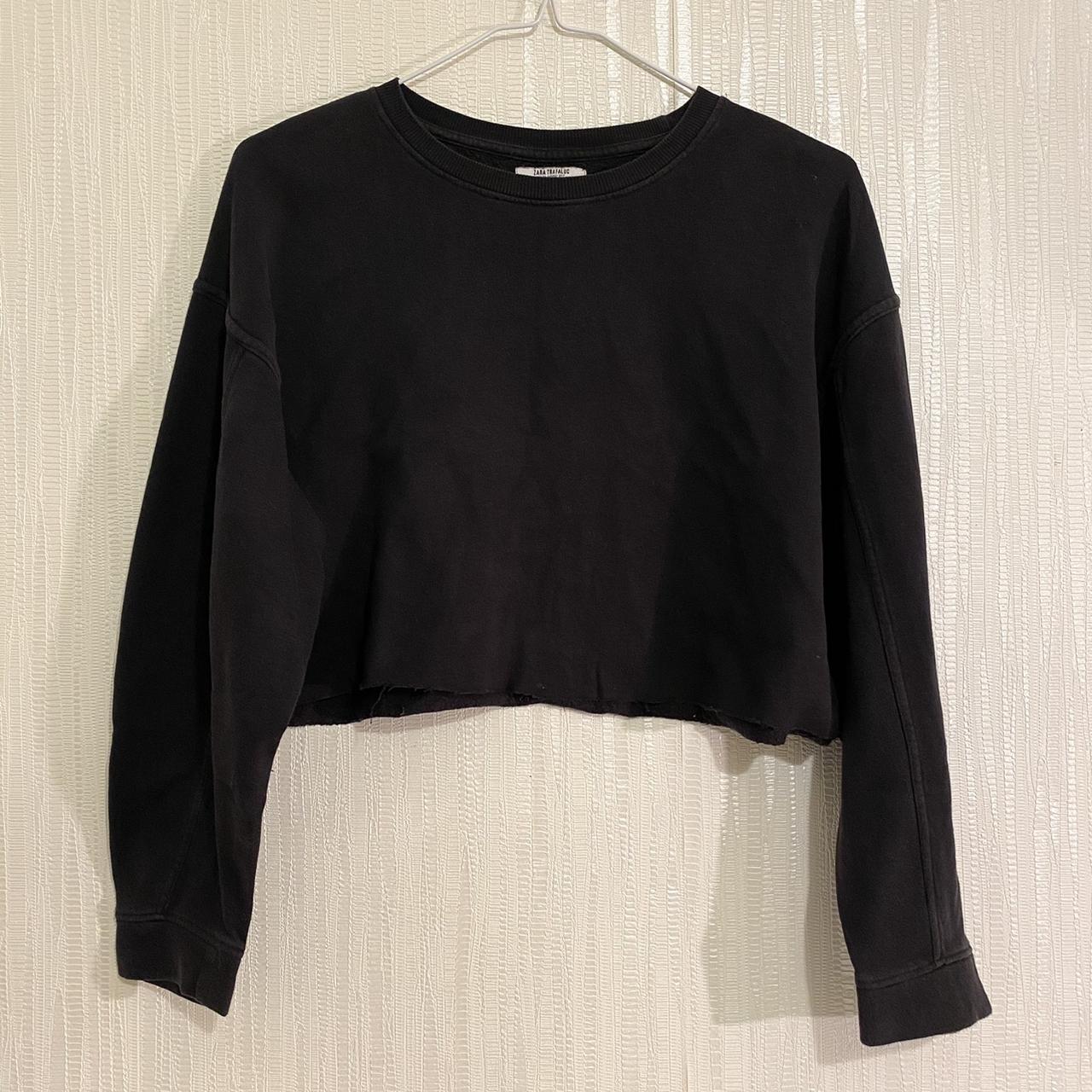 Black zara cropped jumper Size medium but would fit... - Depop