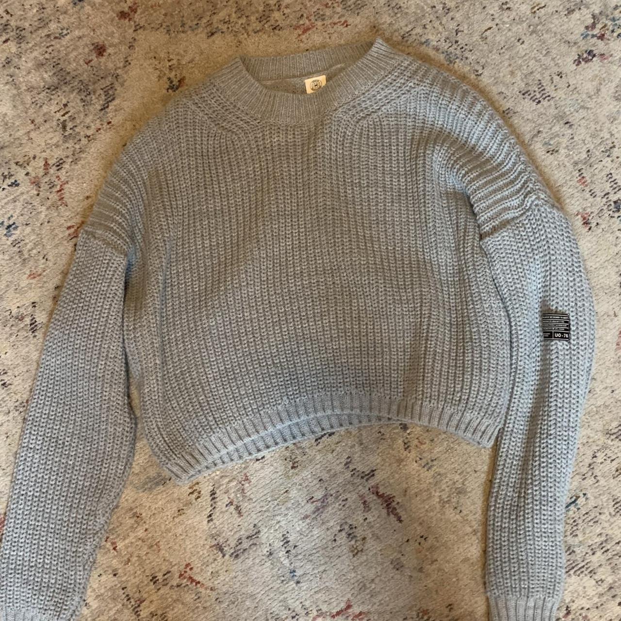 Urban Outfitters Women's Blue and Grey Jumper | Depop