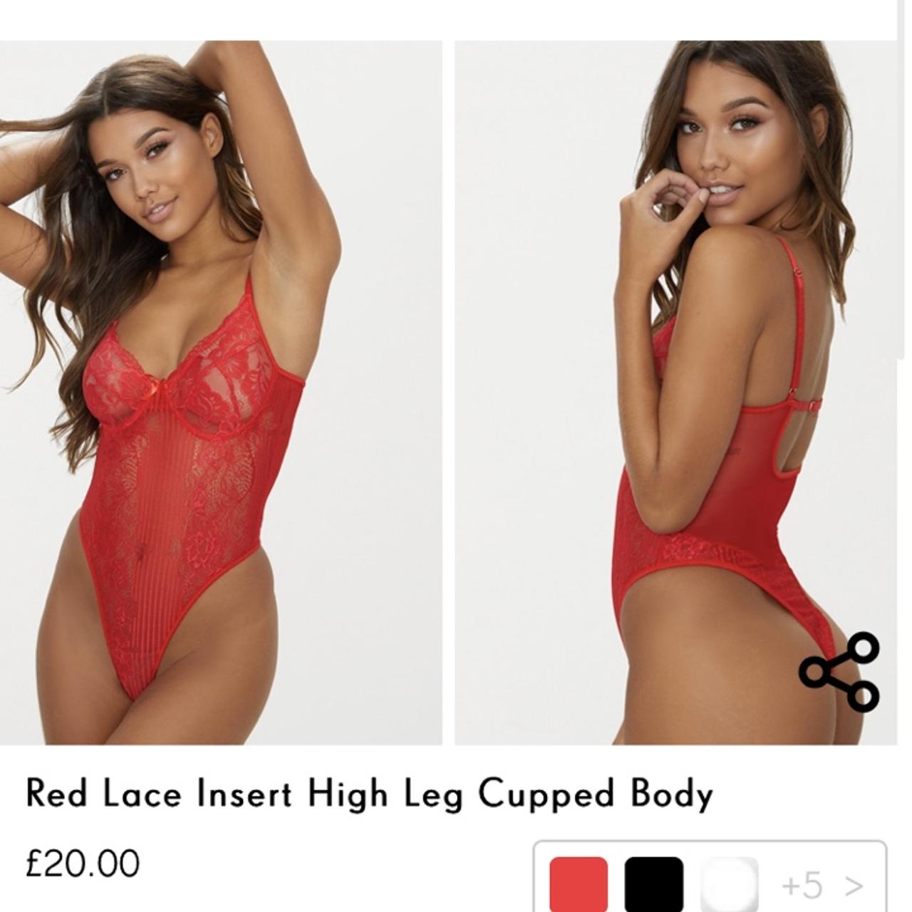 Red lace insert high leg cupped body. Originally