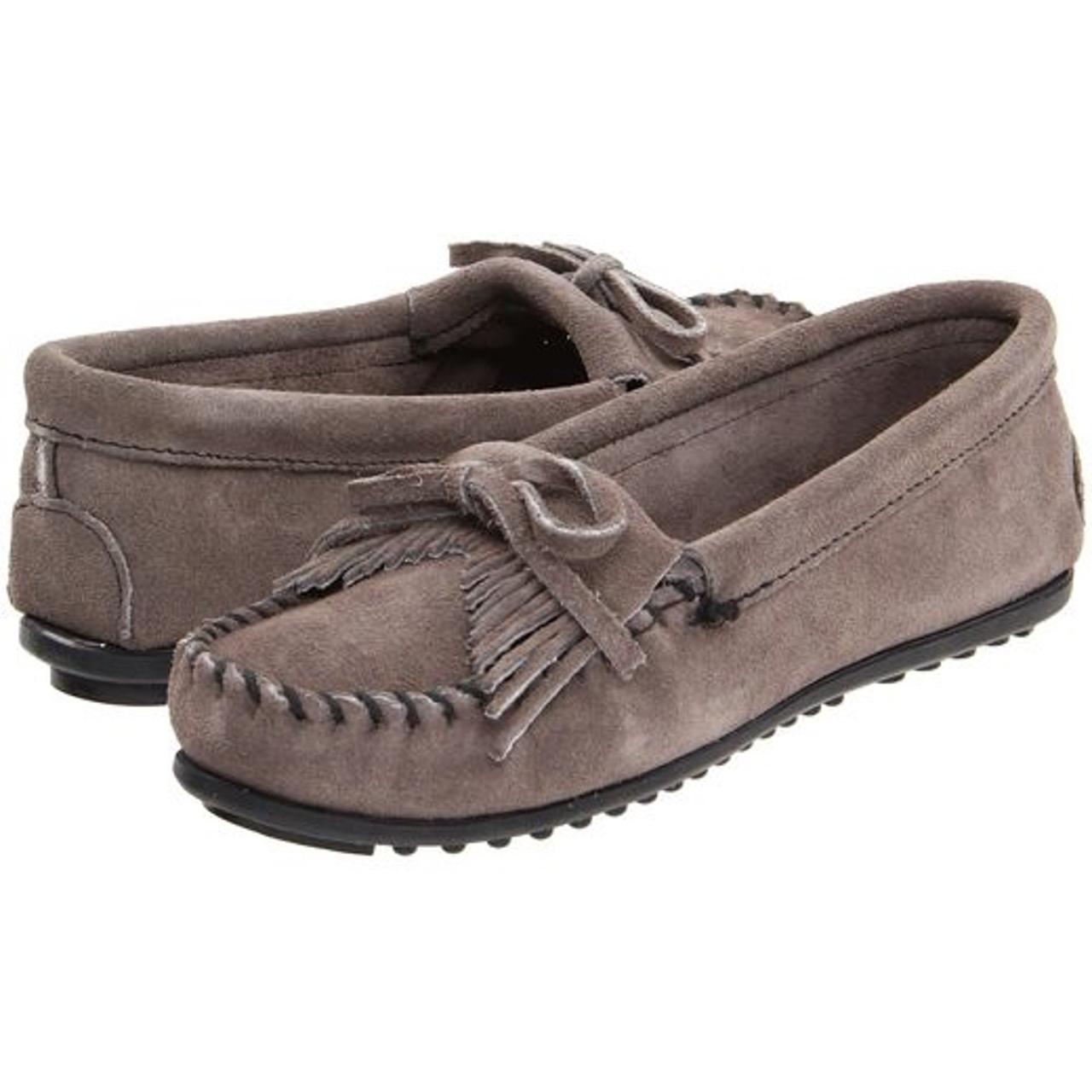 Kilty gray moccasin flats for women.... Depop