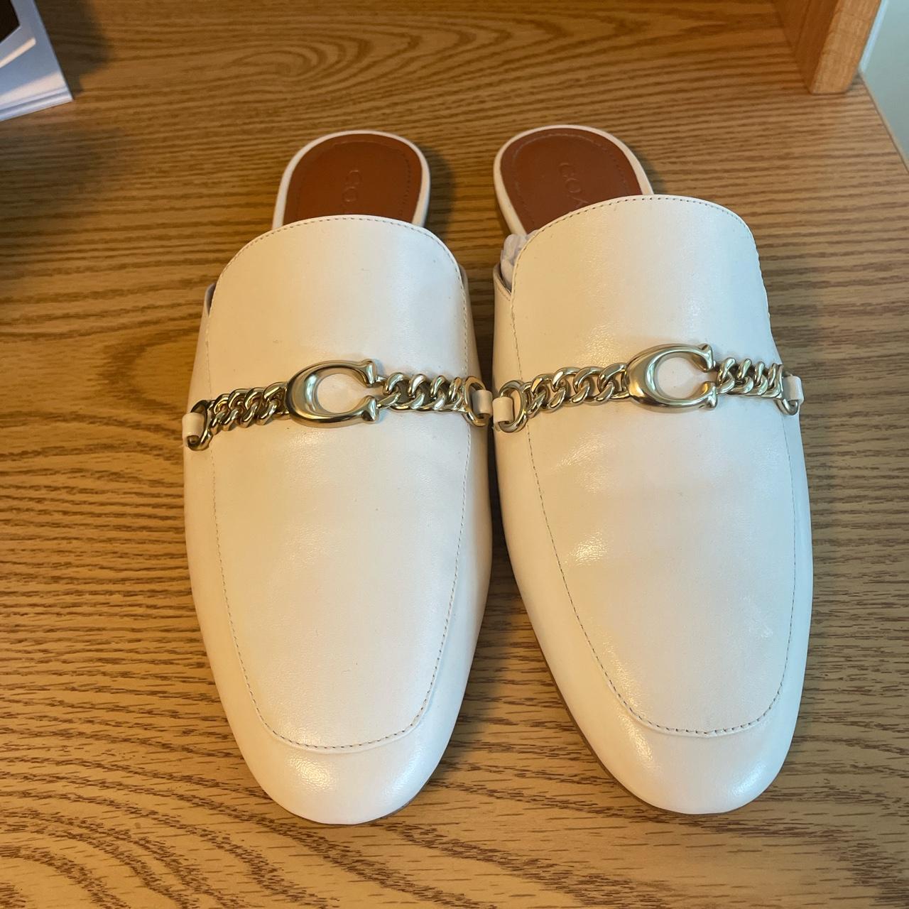 COACH Sofi Leather Slides White Wore 1X can Depop