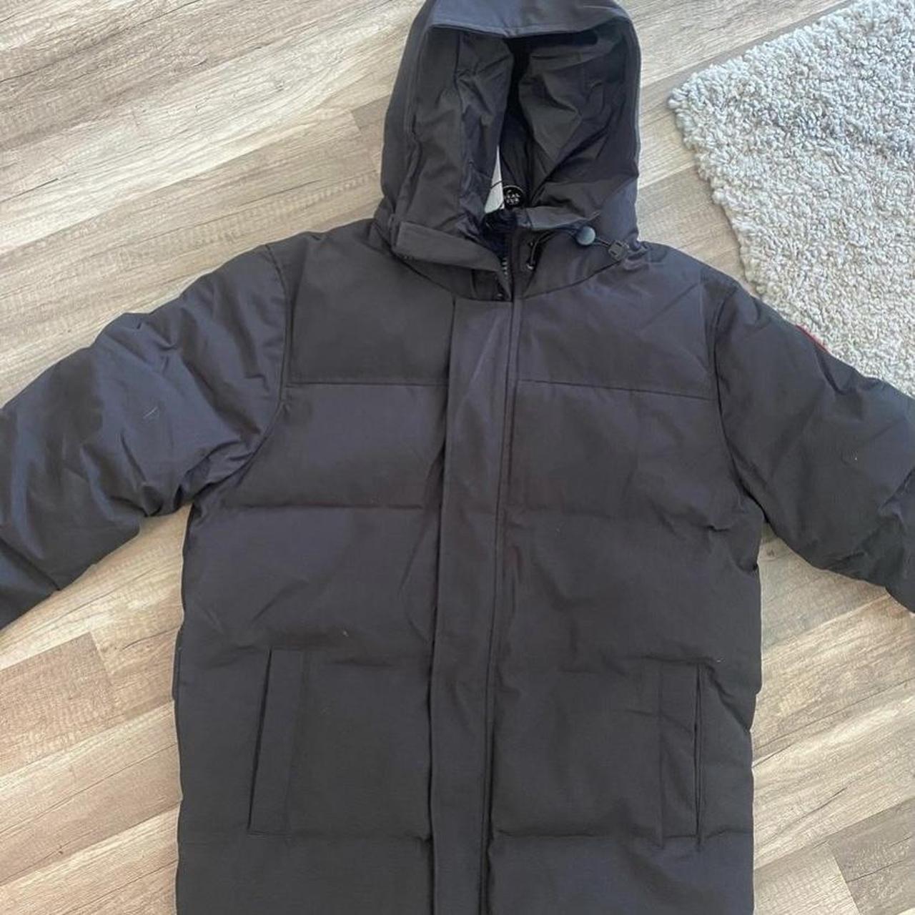 Black Canada Goose coat logo side by side with my... - Depop