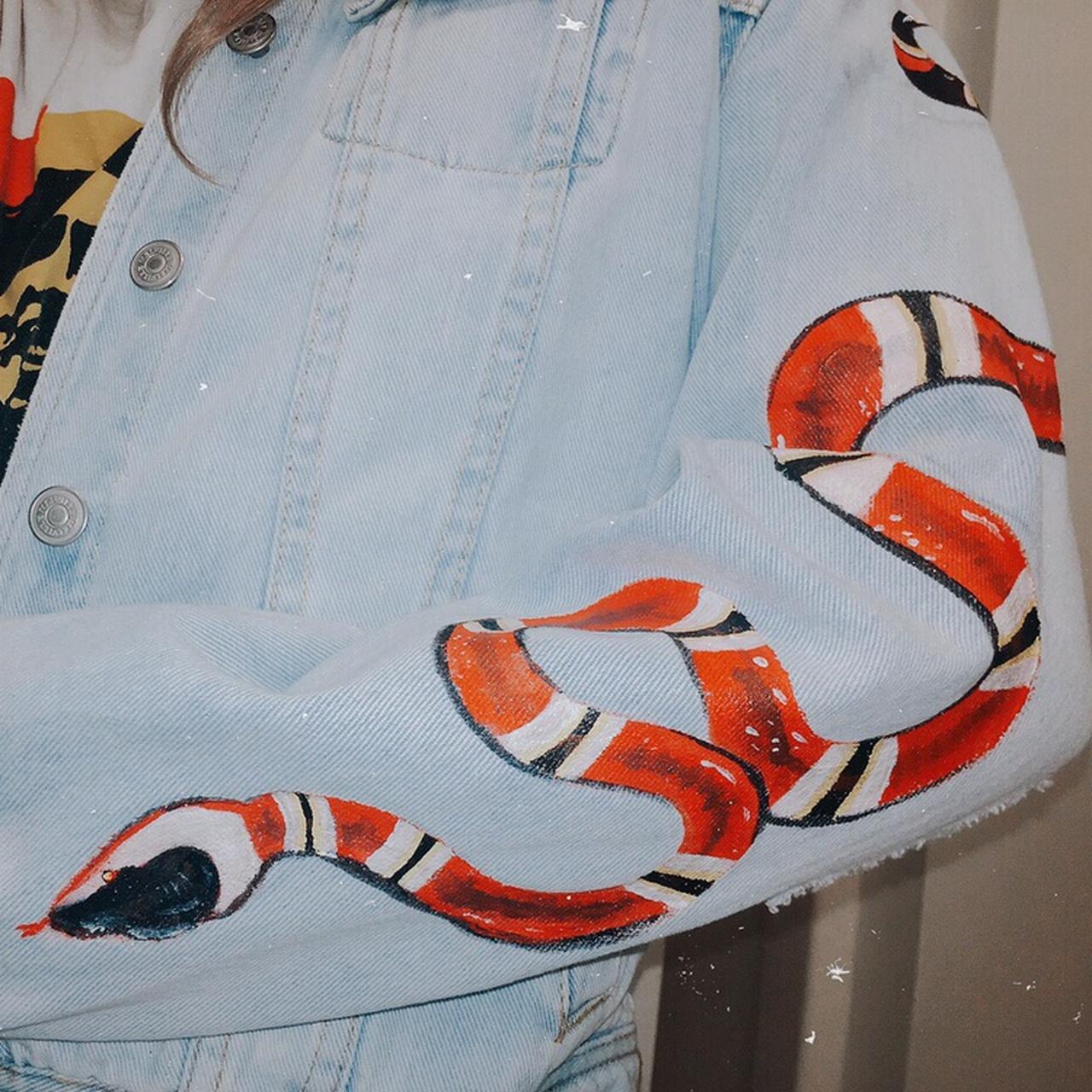 Hand-painted Gucci inspired Denim Jacket - Depop