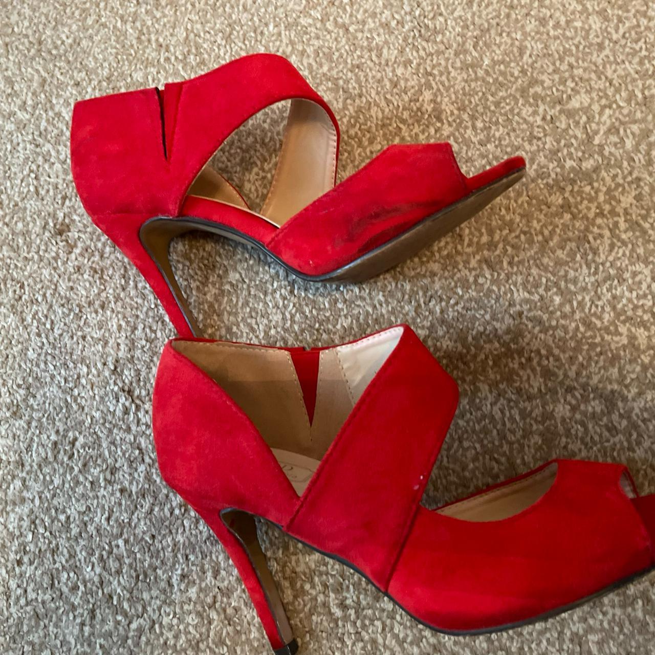 H&D Moda Espanola Red Heeled Peep Toe Shoes 39... Depop