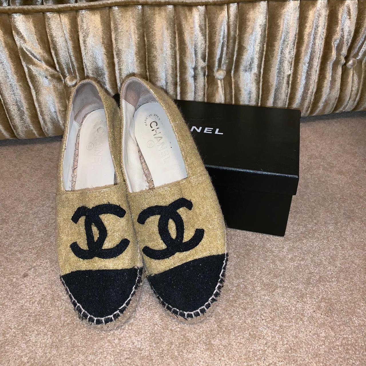 Chanel hot sale gold espadrilles