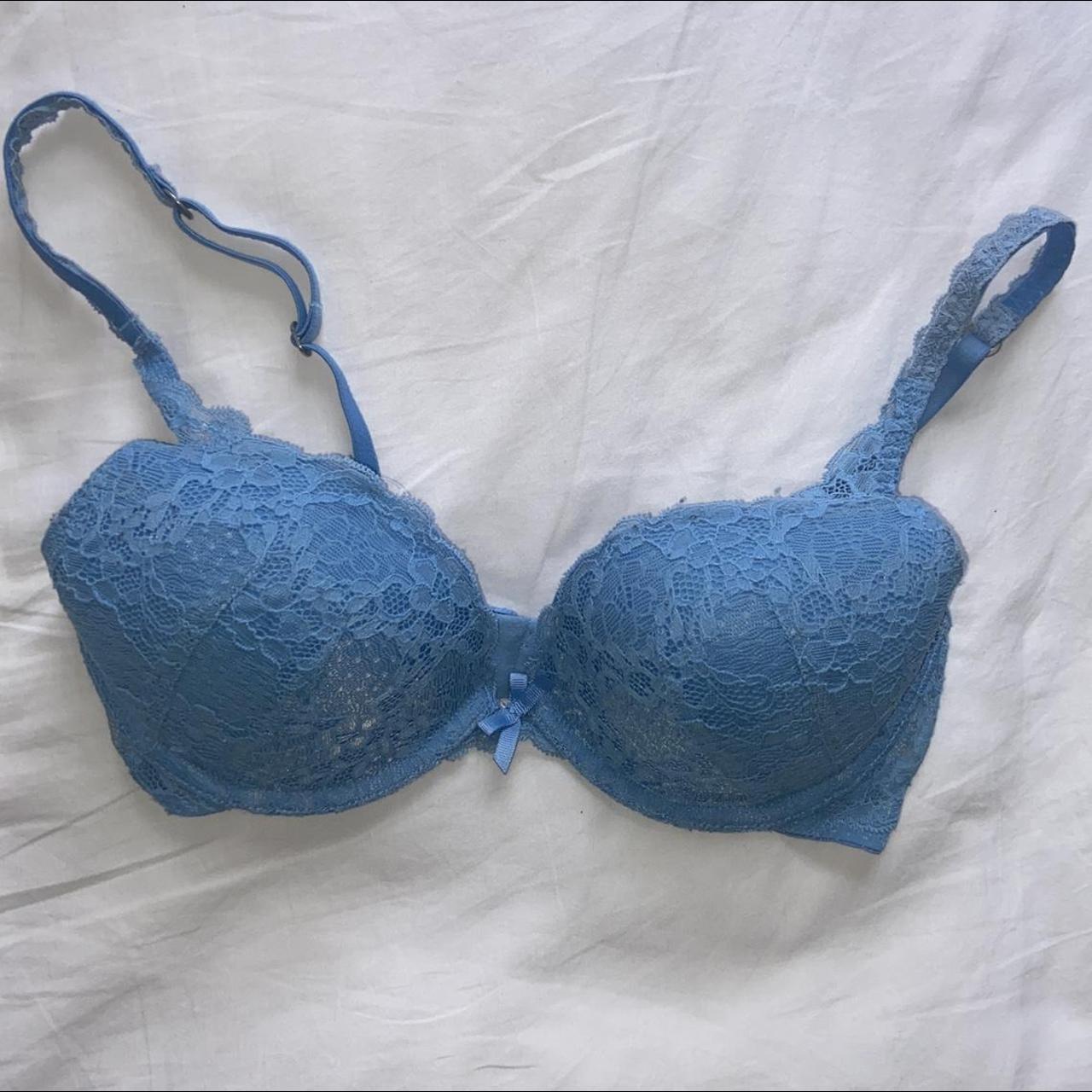 The cutest blue lace bra, hardly worn and in good... - Depop