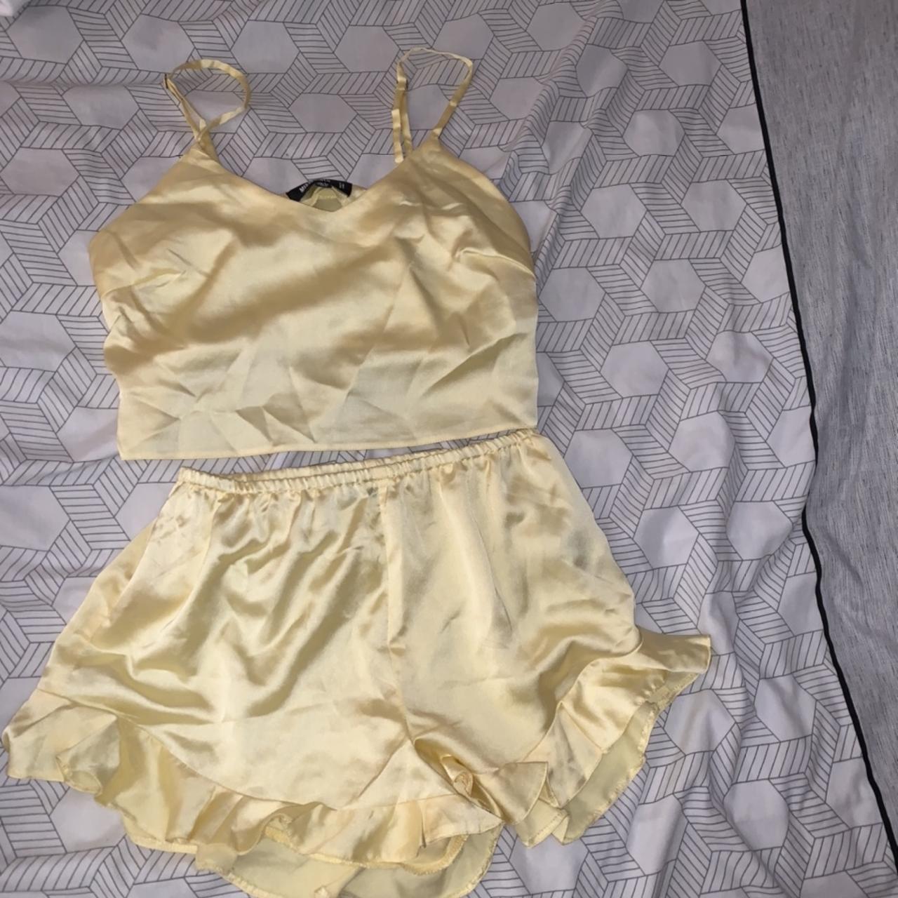 Yellow Satin Satin Pyjamas Missguided Missguided Colourblock Satin