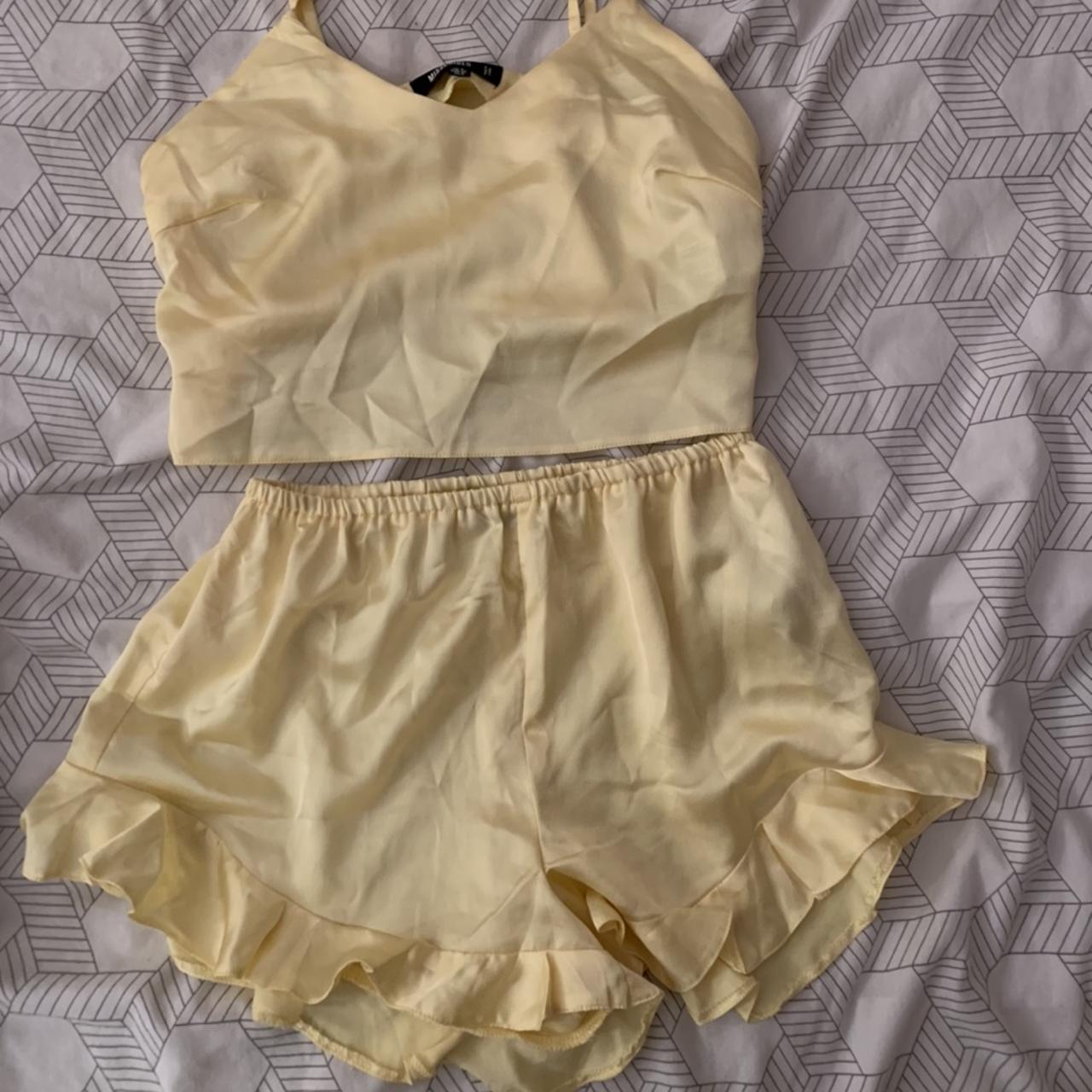 Missguided Yellow Satin Pajamas Yellow Satin Pyjamas Size In Very