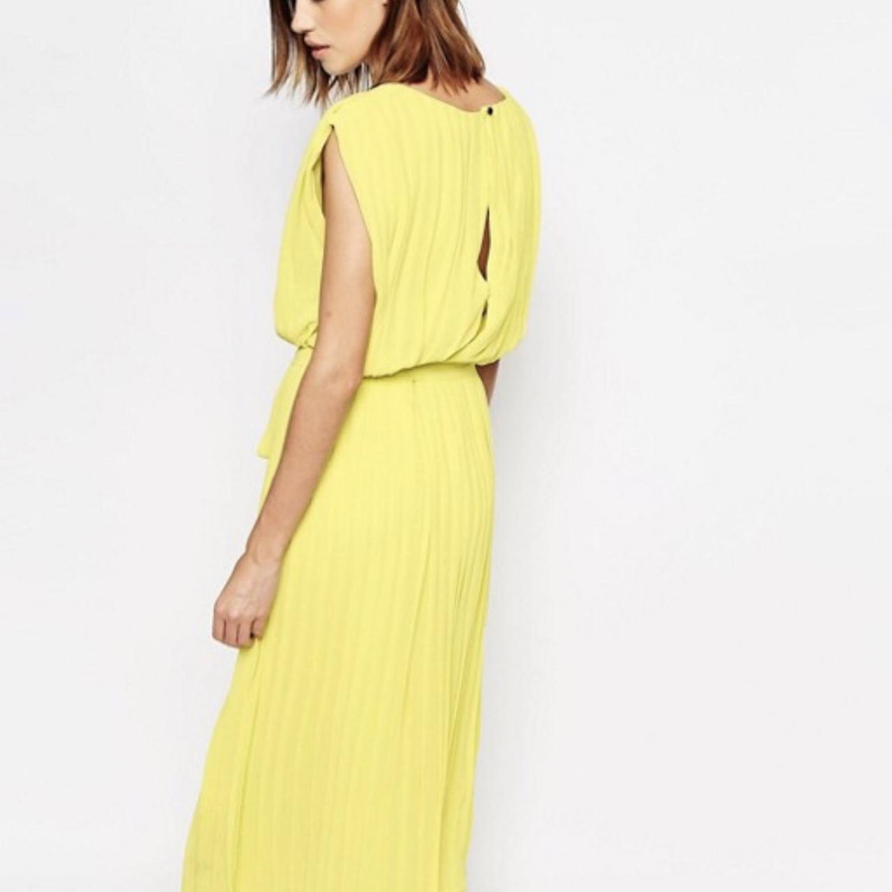 Warehouse yellow clearance pleated dress