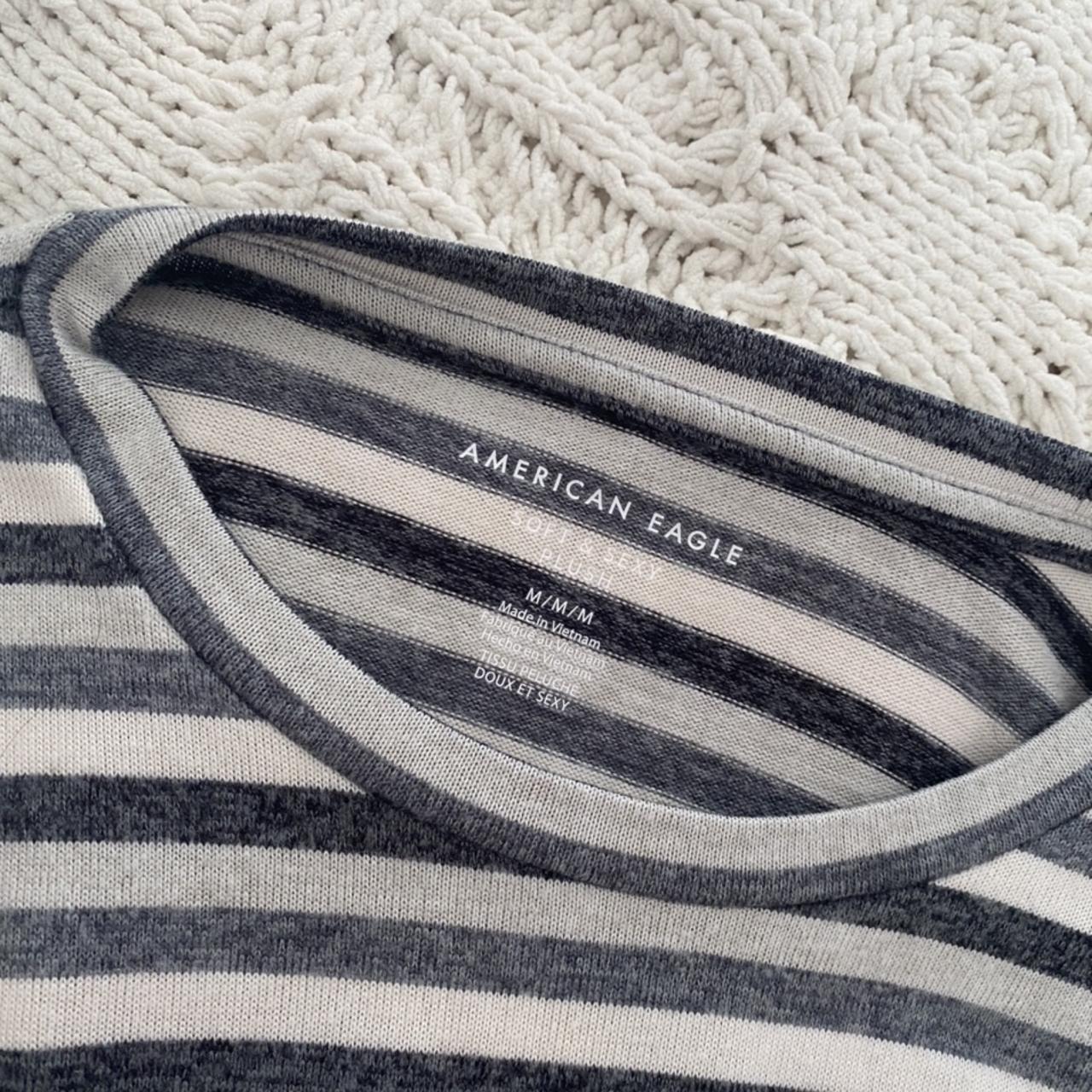 American Eagle Soft And Sexy Striped White And Grey Depop