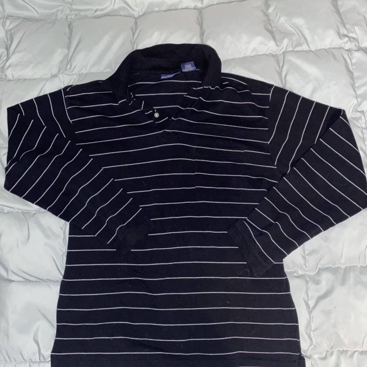 Vintage Striped Collar Shirt Black Striped Shirt... - Depop