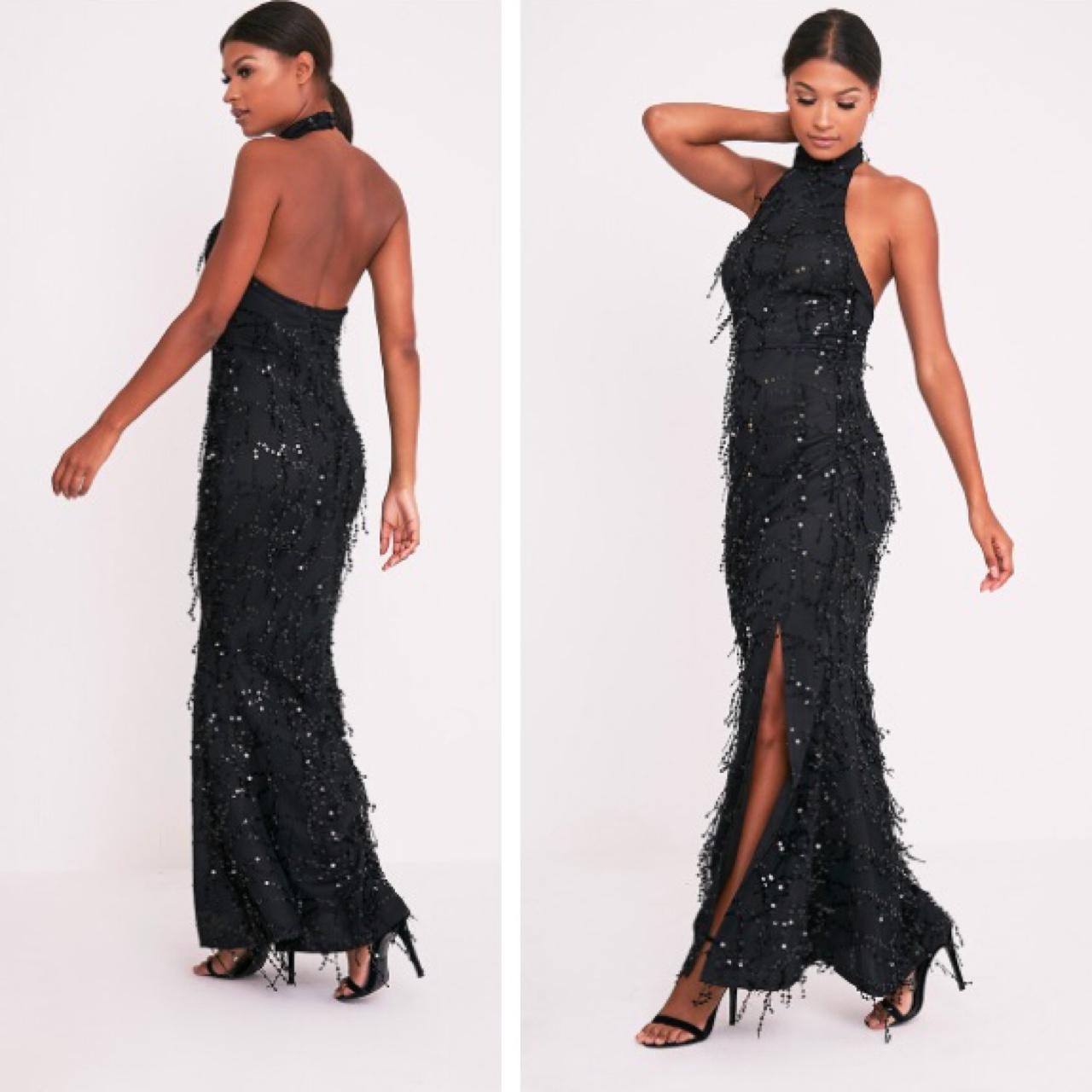 Maya black sequin fishtail maxi clearance dress