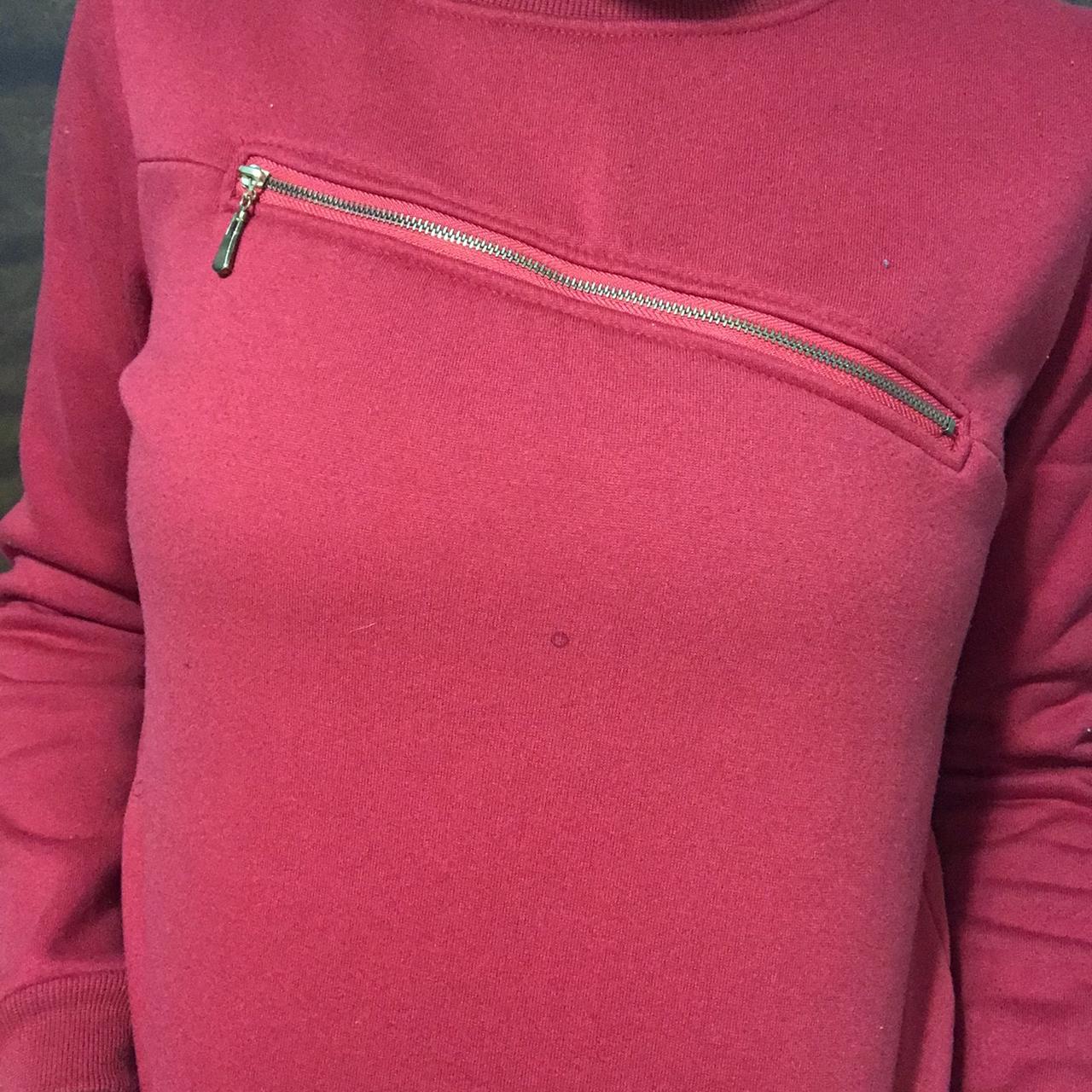 Red crewneck with gold zipper detail! No tag on the... Depop