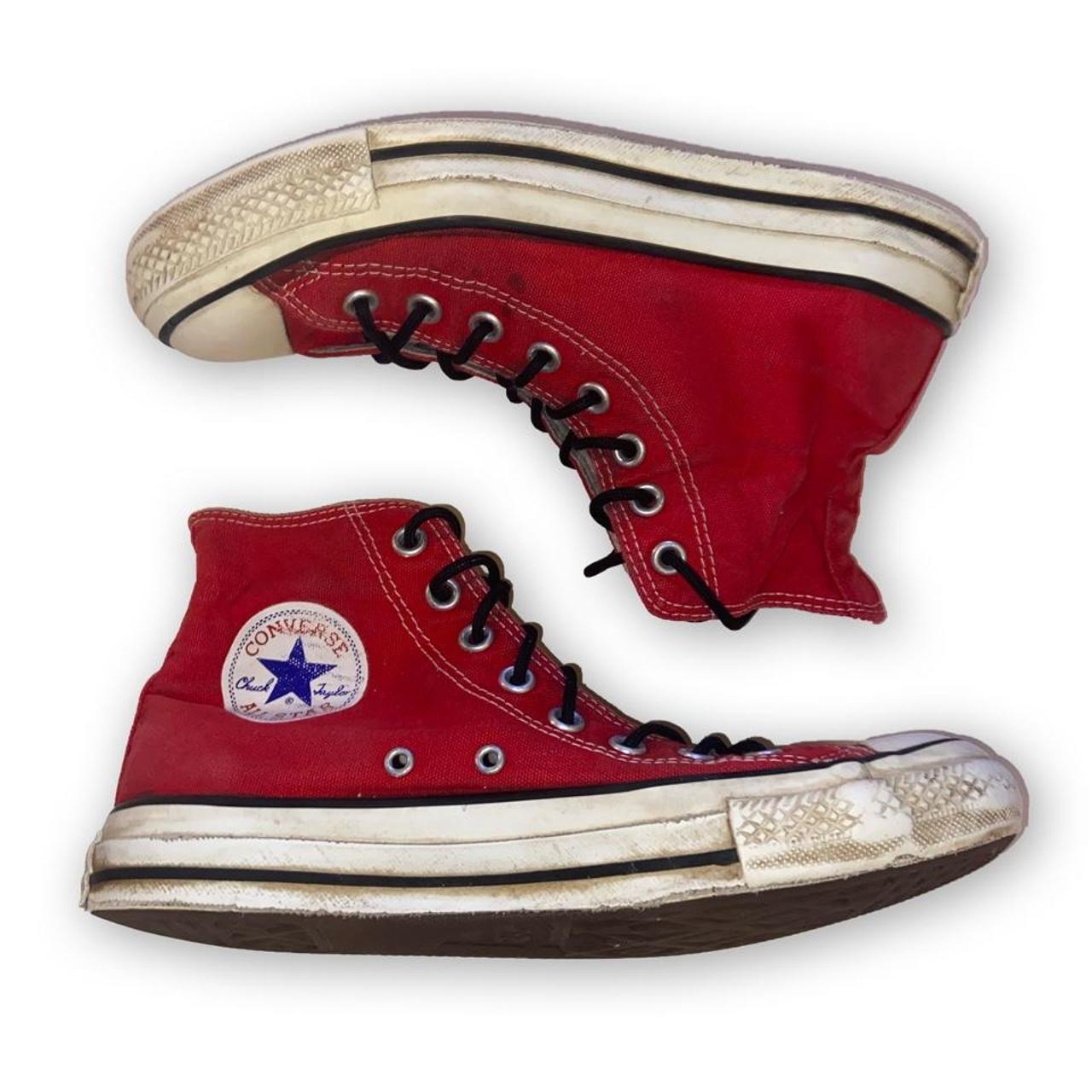 Red high top converse/ mens 7 womens 9/ missing... - Depop