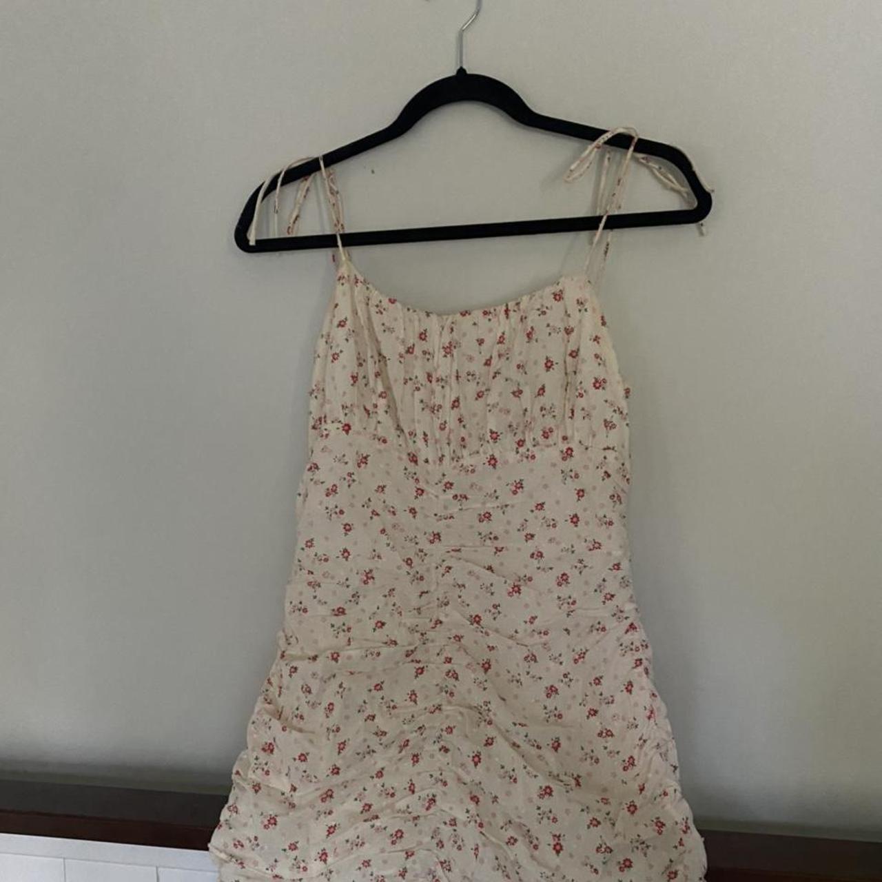 selling white with red roses dress, adjustable... - Depop