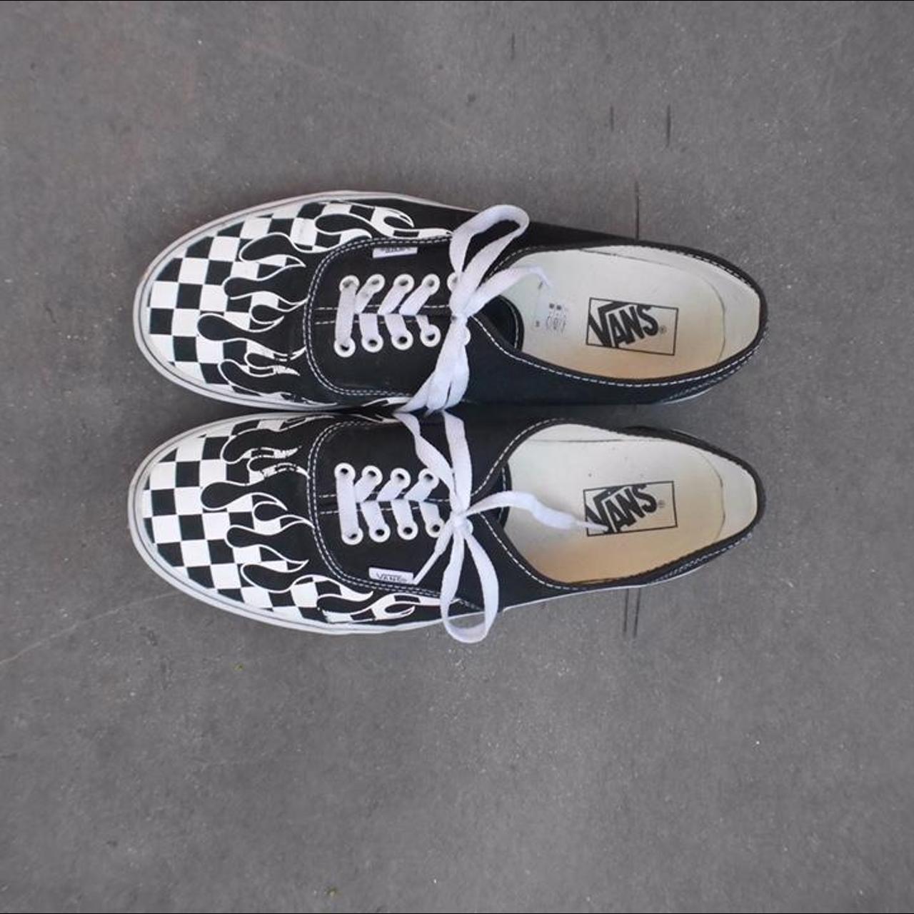 Vans authentic checker hot sale flame shoes