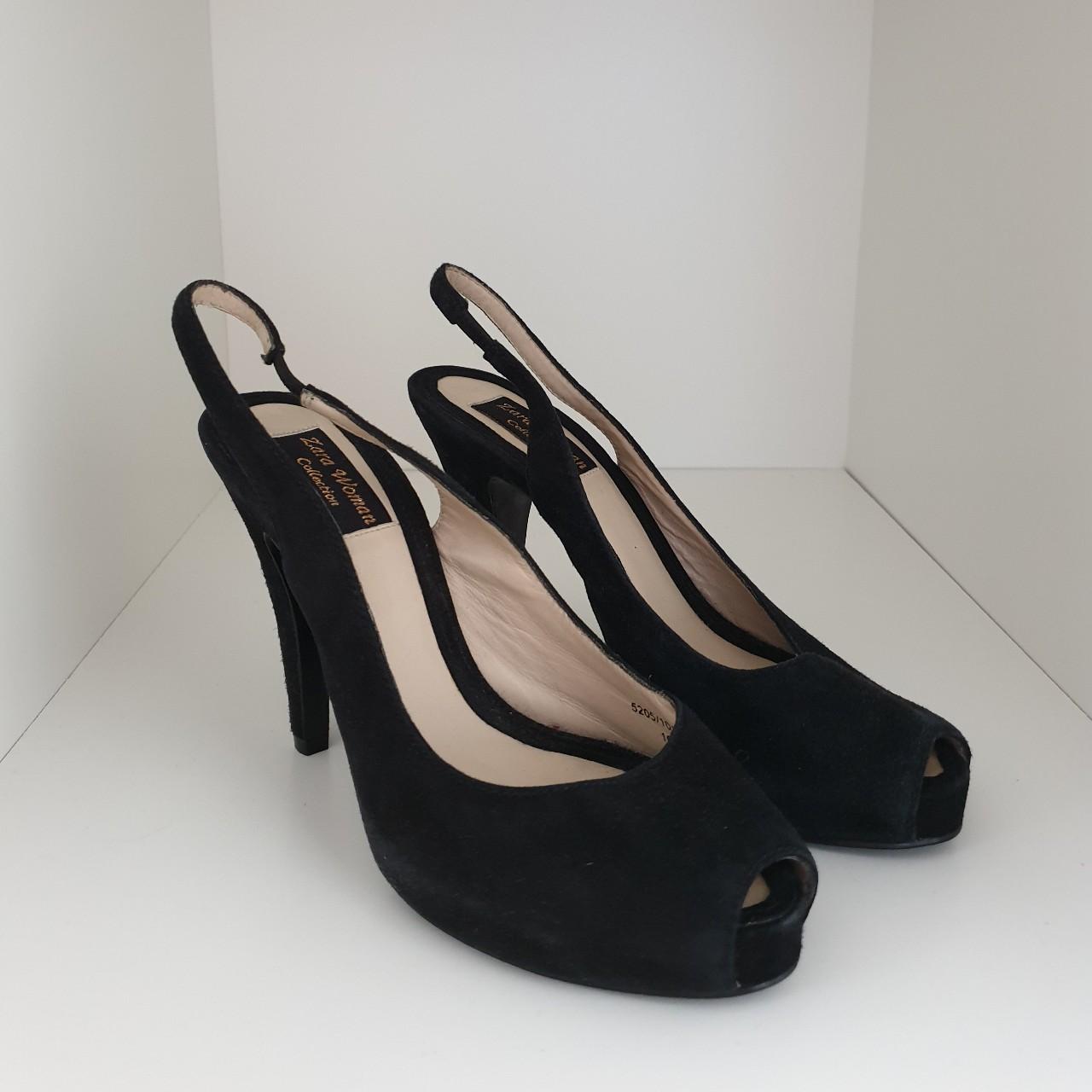 Zara black open toed heels. Very cute and comfy.... - Depop