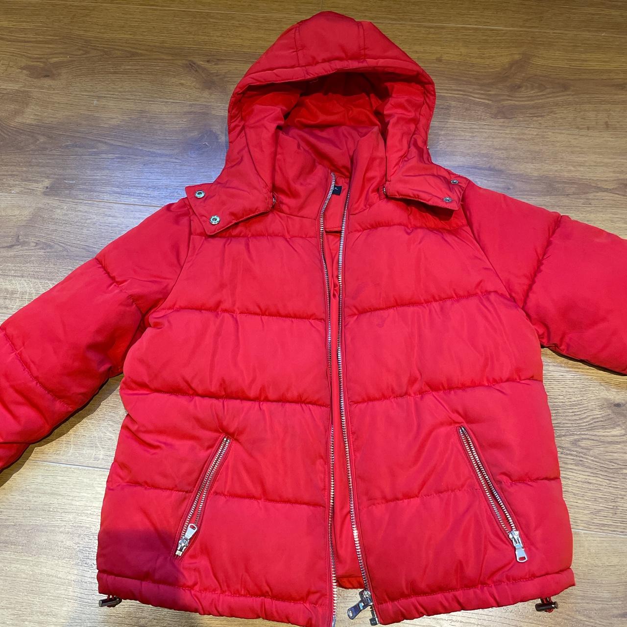 Miss Selfridge Red Puffer Jacket. Detachable Hood.... - Depop