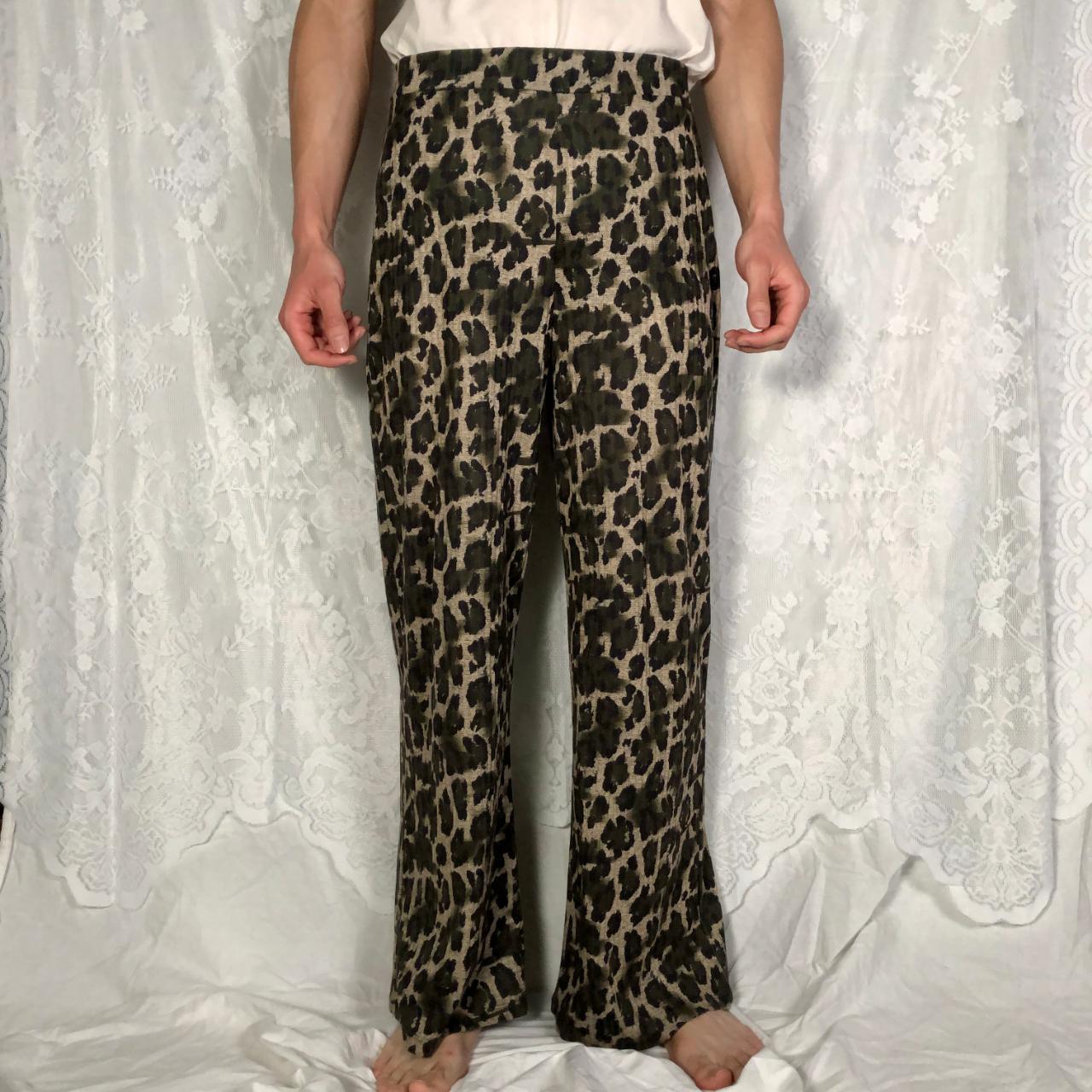 Zara Trafaluc Ribbed Leopard Print Wide Leg Depop
